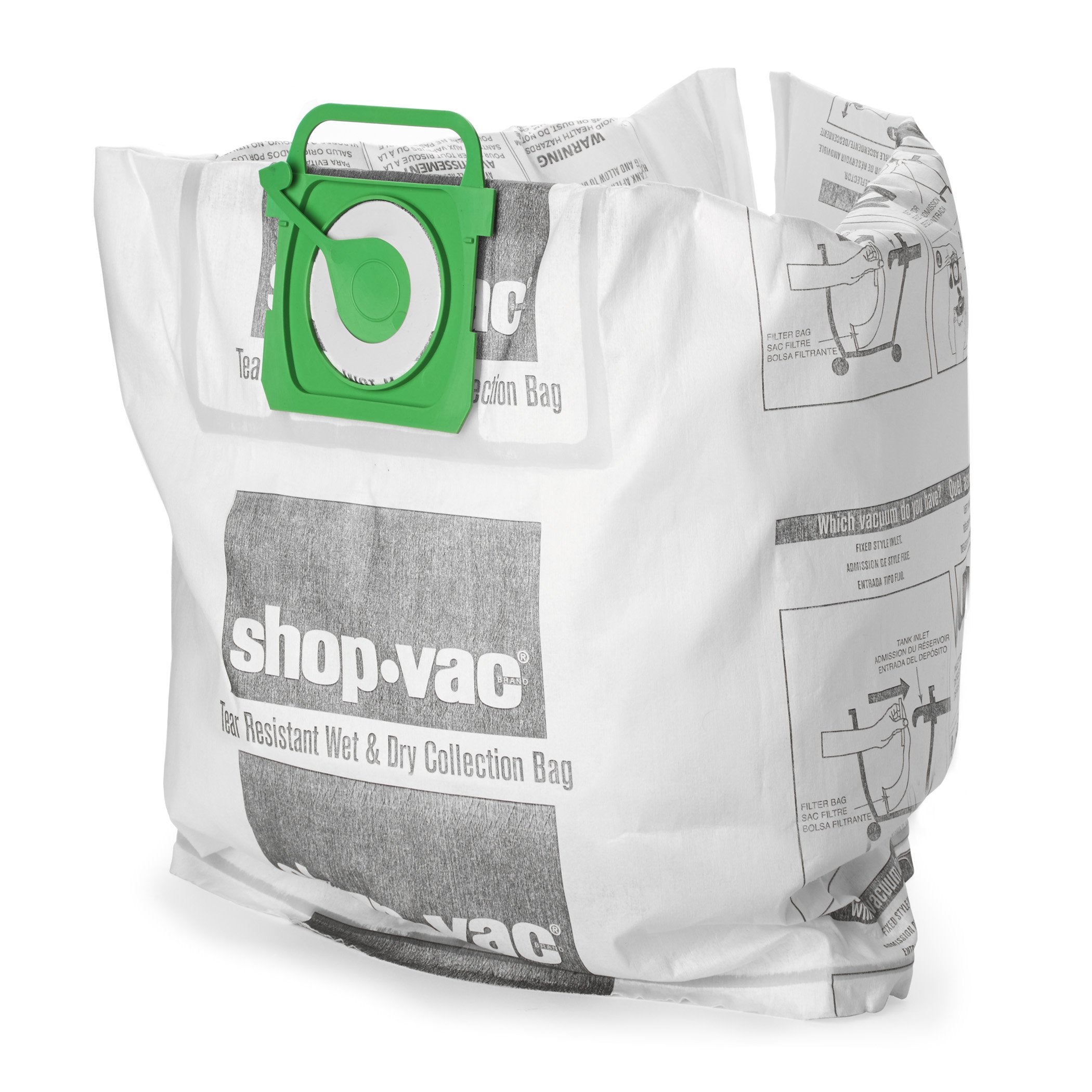 Wet/Dry Shop-Vac 9021533 Genuine Tear Resistant Collection Filter Bags, 5-10 gallon, White