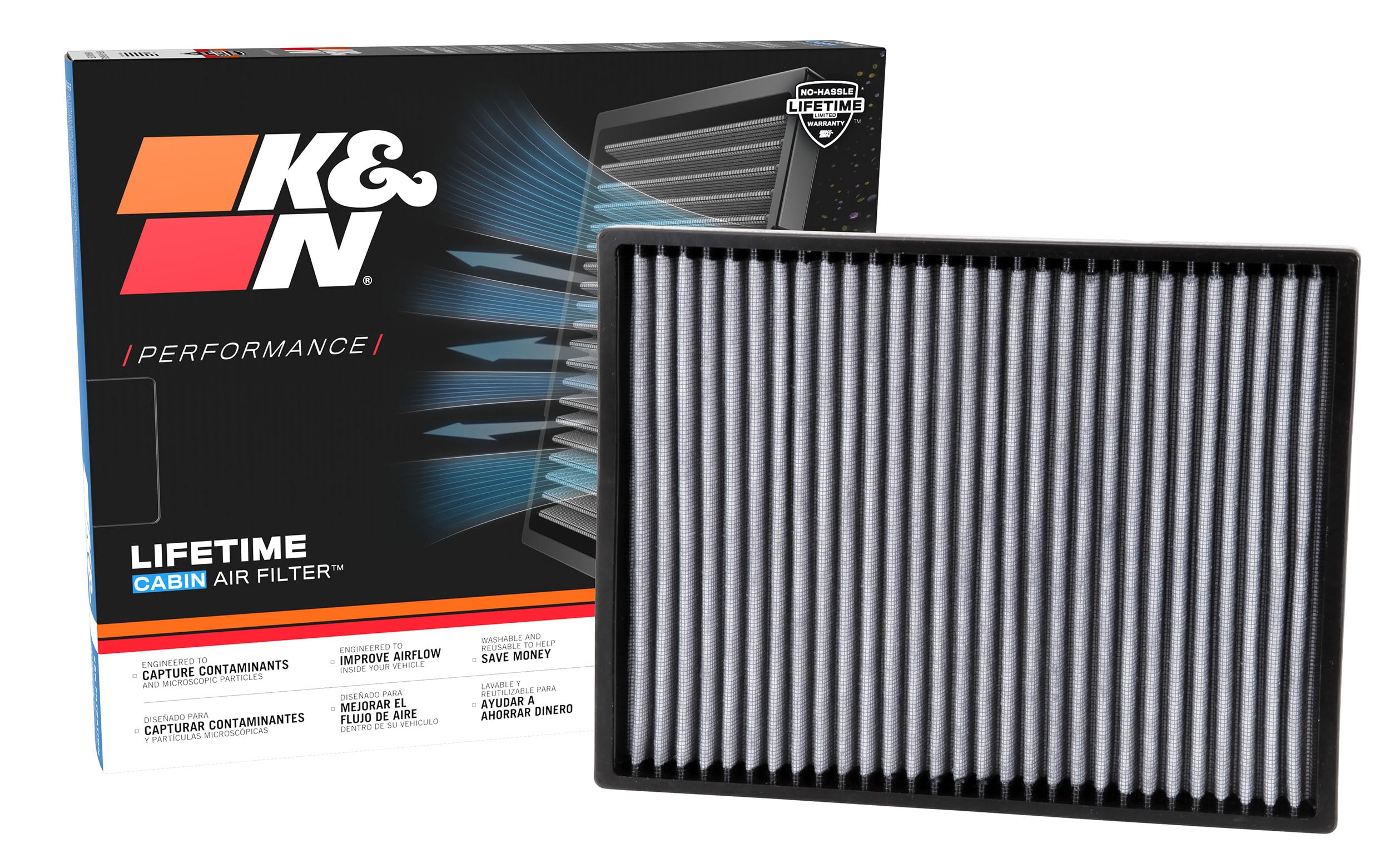 Cabin Air Filter K&N LIFETIME: Premium, Washable, Clean Air for your Cabin: Compatible with Select 2000-2008 DODGE/CHRYSLER(Caravan, Grand Caravan, Pacifica, Town and Country) VF3005
