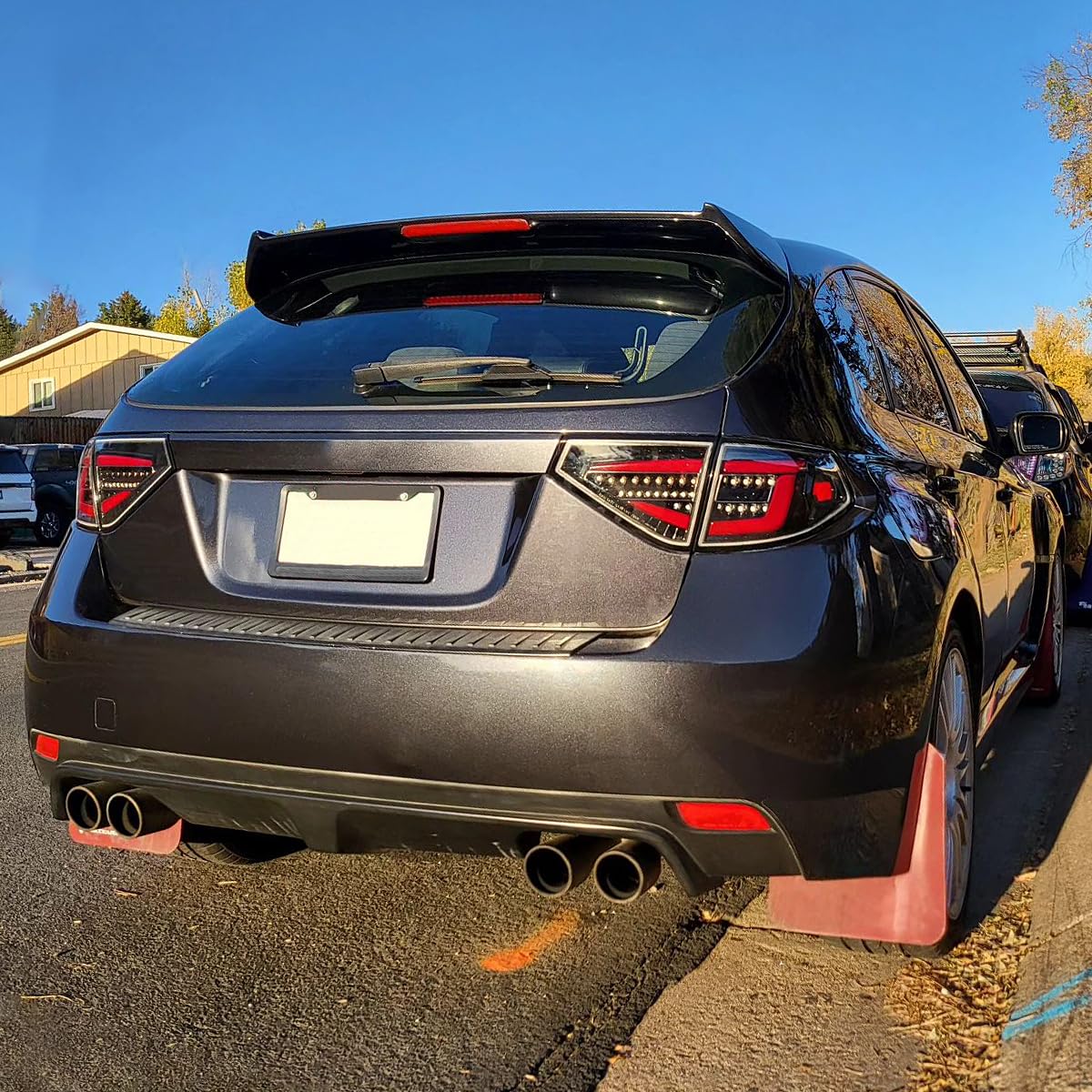 Jet Black SPEC-D TUNING Sequential Tail Lights w/Red LED Bar Compatible with 2008-2014 Subaru Impreza WRX Hatchback, Left + Right Pair Assembly