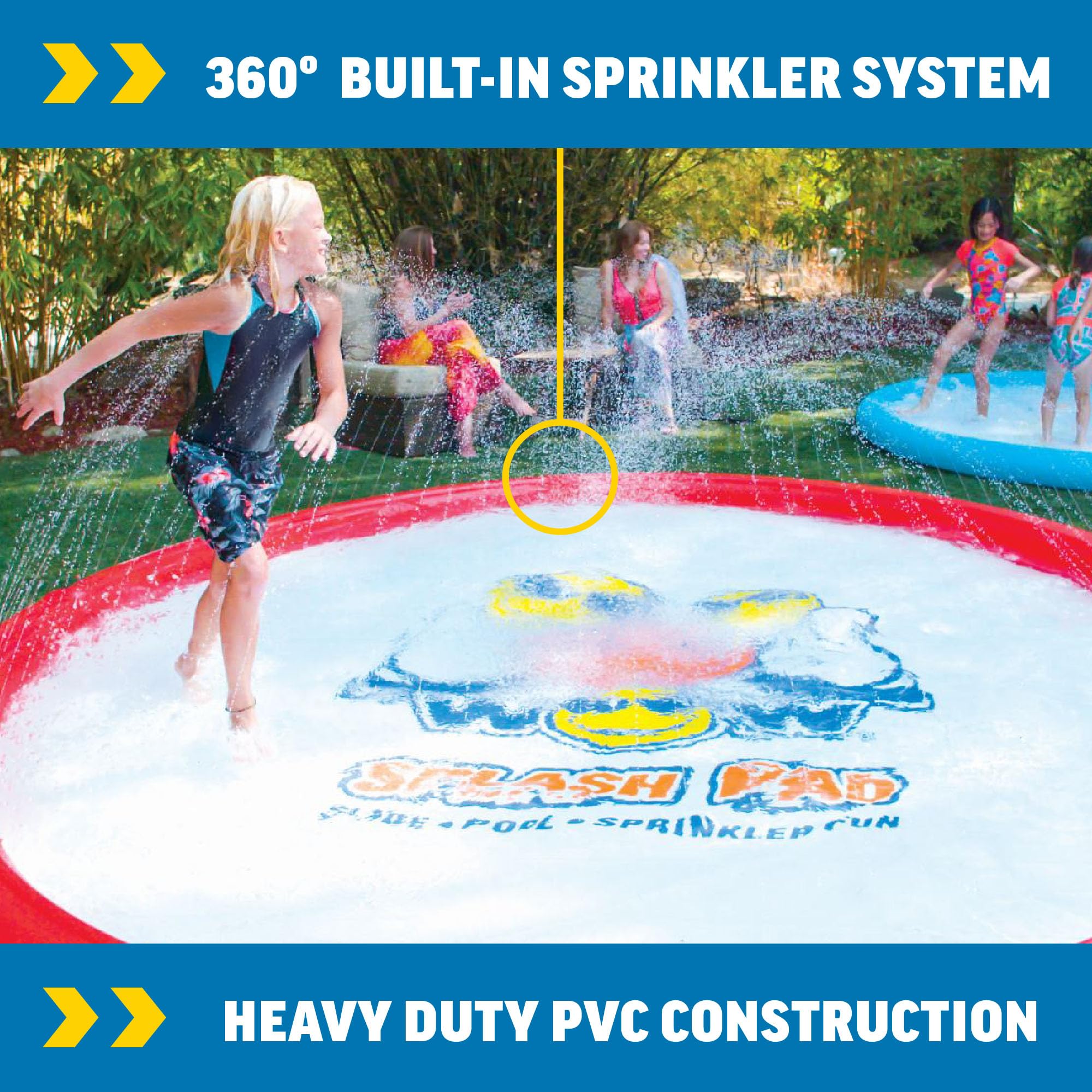 Giant WOW Sports Splash Pad, Durable Wading Pool with Built in Sprinklers
