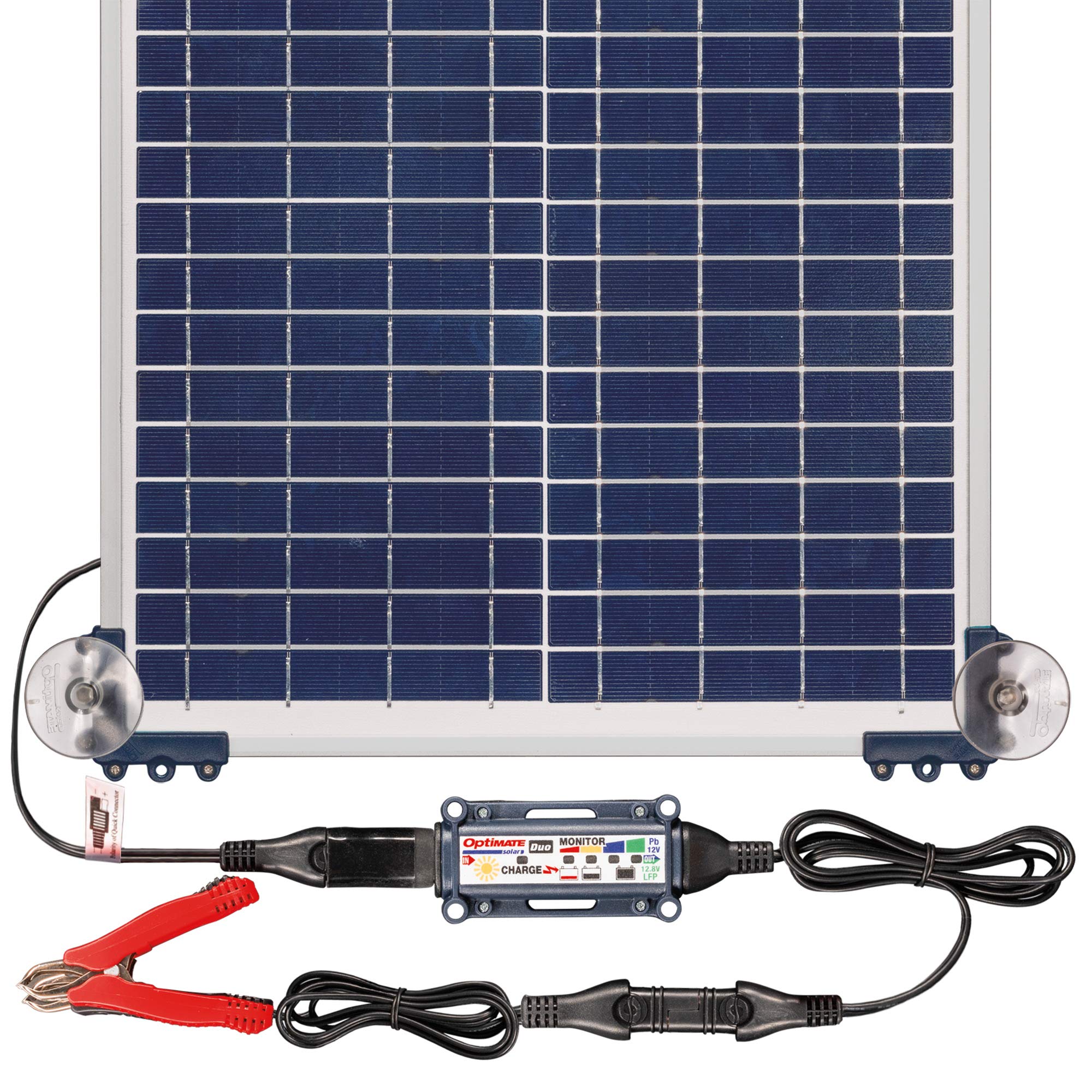 Optimate Duo Solar 20W Travel kit, TM522-D2TK, 6-Step 12V / 12.8V 1.6A Weatherproof Solar Battery Saving Charger & maintainer