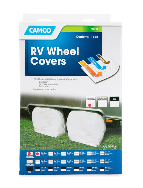 Vinyl Wheel & Tire Protector Camco 45321, 2 Pack (24 inches-26 inches, White)
