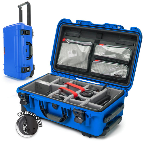 Pro Photo Kit NANUK 935 – Waterproof Travel Camera Hard Case with Padded Dividers and Wheels, 22” x 14” x 9” - Dustproof and Impact Resistant, Airline Carry-On Approved – Blue