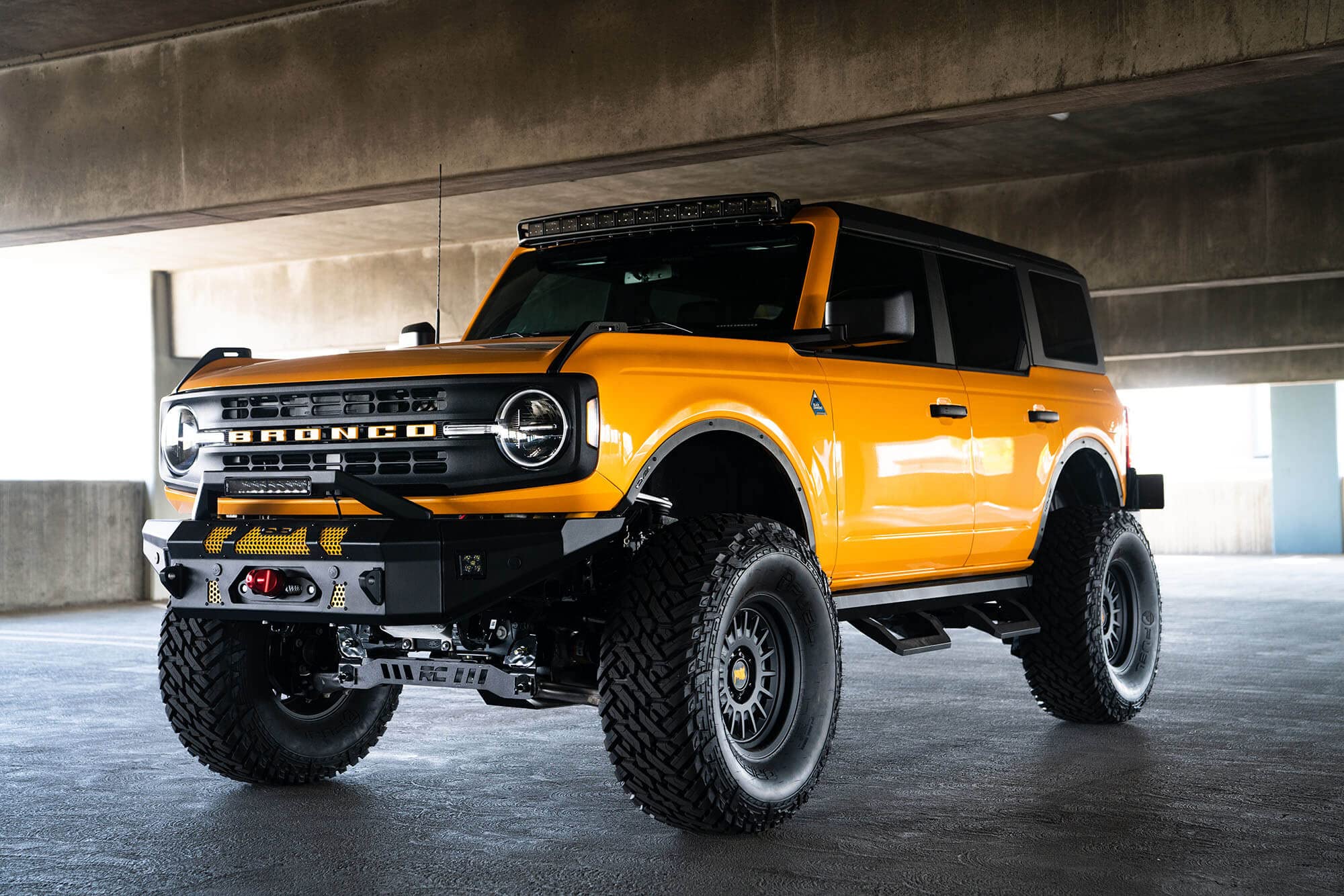40" Curved LED Light Bar Mount DV8 Offroad for 2021-2025 Ford Bronco | Fits (1) 40" Curved LED bar or up to (12) 3" pods | Mounts to OEM Accessory Location | No Drill Installation
