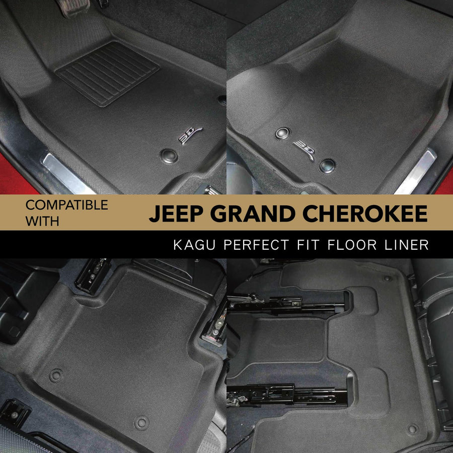 Kagu Floor Mat 3D MAXpider Custom Fit (Black) Compatible with Jeep Grand Cherokee L 2022-2023 - Full Set