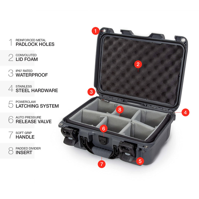 Waterproof Nanuk 915 Hard Case with Padded Dividers - Graphite