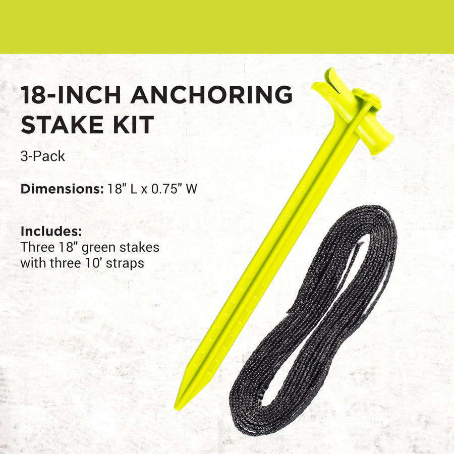 18 Inch SlotLock Multi-Purpose Anchoring Stake Kit, for Use with Landscaping, Tents, Inflatables, and More, 3-Pack