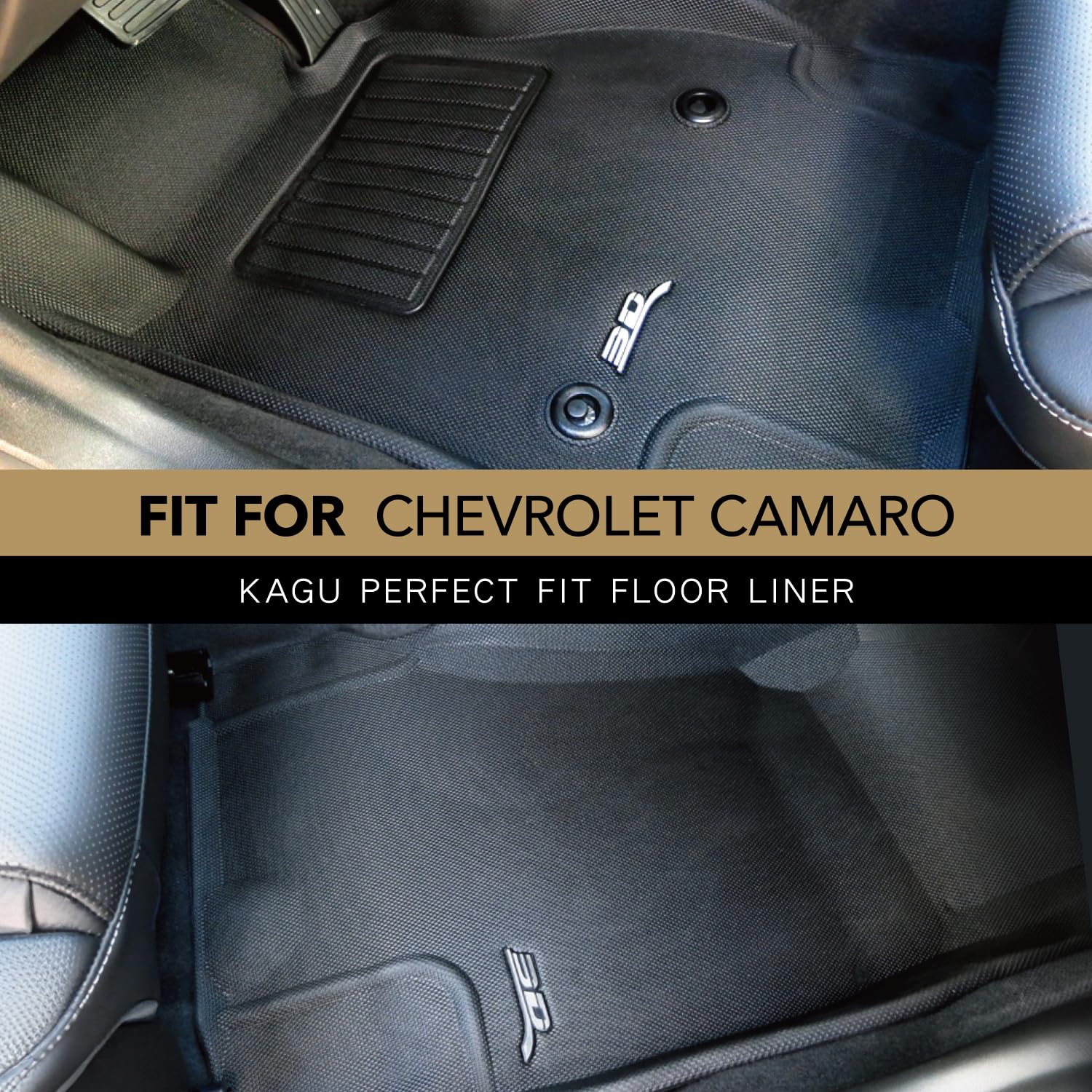 Custom Fit 3D MAXpider Kagu Floor Mat (Black) Compatible with Chevrolet Camaro 2016-2024 - Front Row