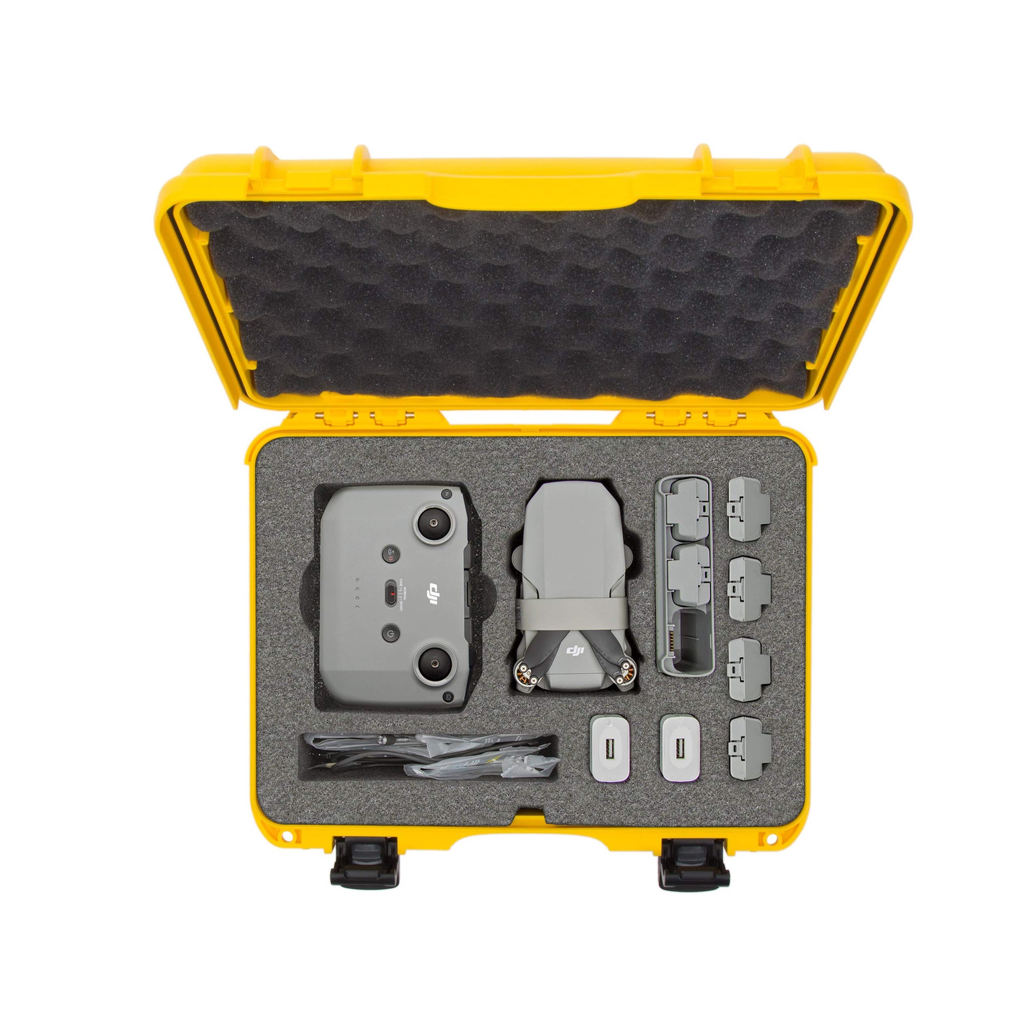 Waterproof Nanuk 910 Hard Case with Foam Insert for DJI Mavic Mini 2 Fly More - Yellow