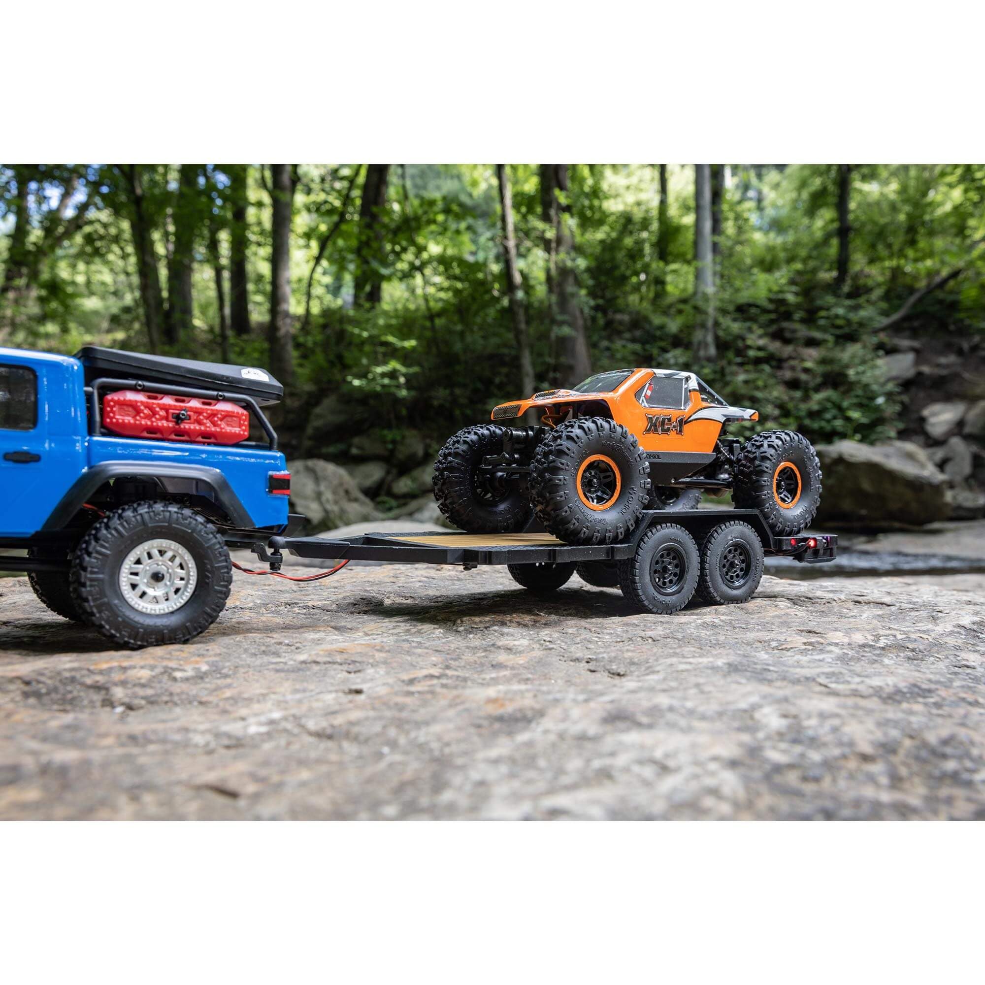 Axial Flat Bed Vehicle Trailer SCX24 with LED Taillights:1/24th, AXI00009