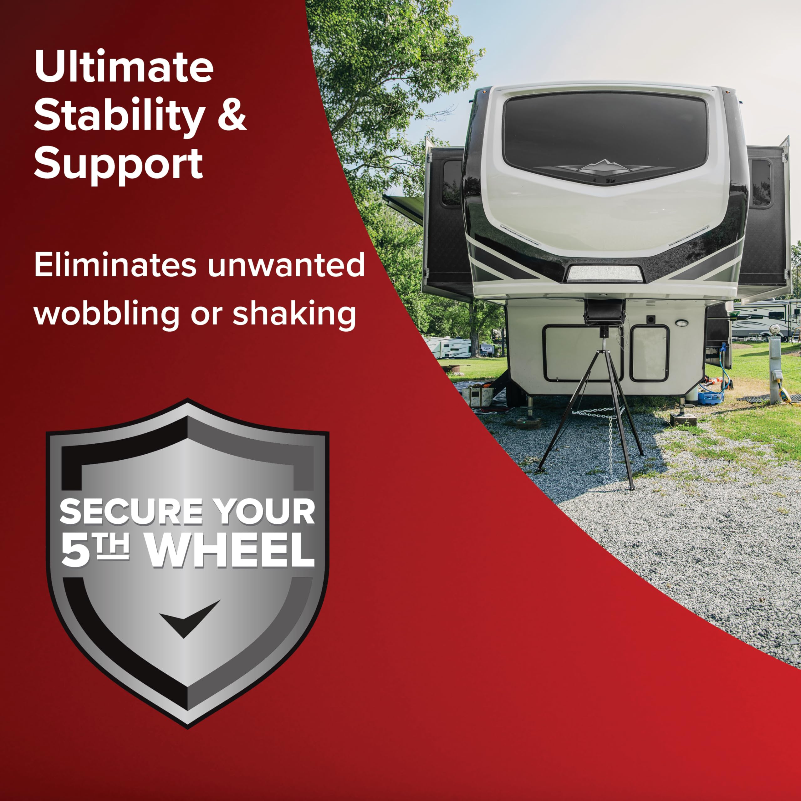 Eaz-Lift Camco 5th Wheel King Pin Tripod Stabilizer - Features Adjustable Height & 5,000 lb Certified Load Capacity - Heavy Duty RV Stabilizer - Folds for Easy RV Storage and Organization (48855)