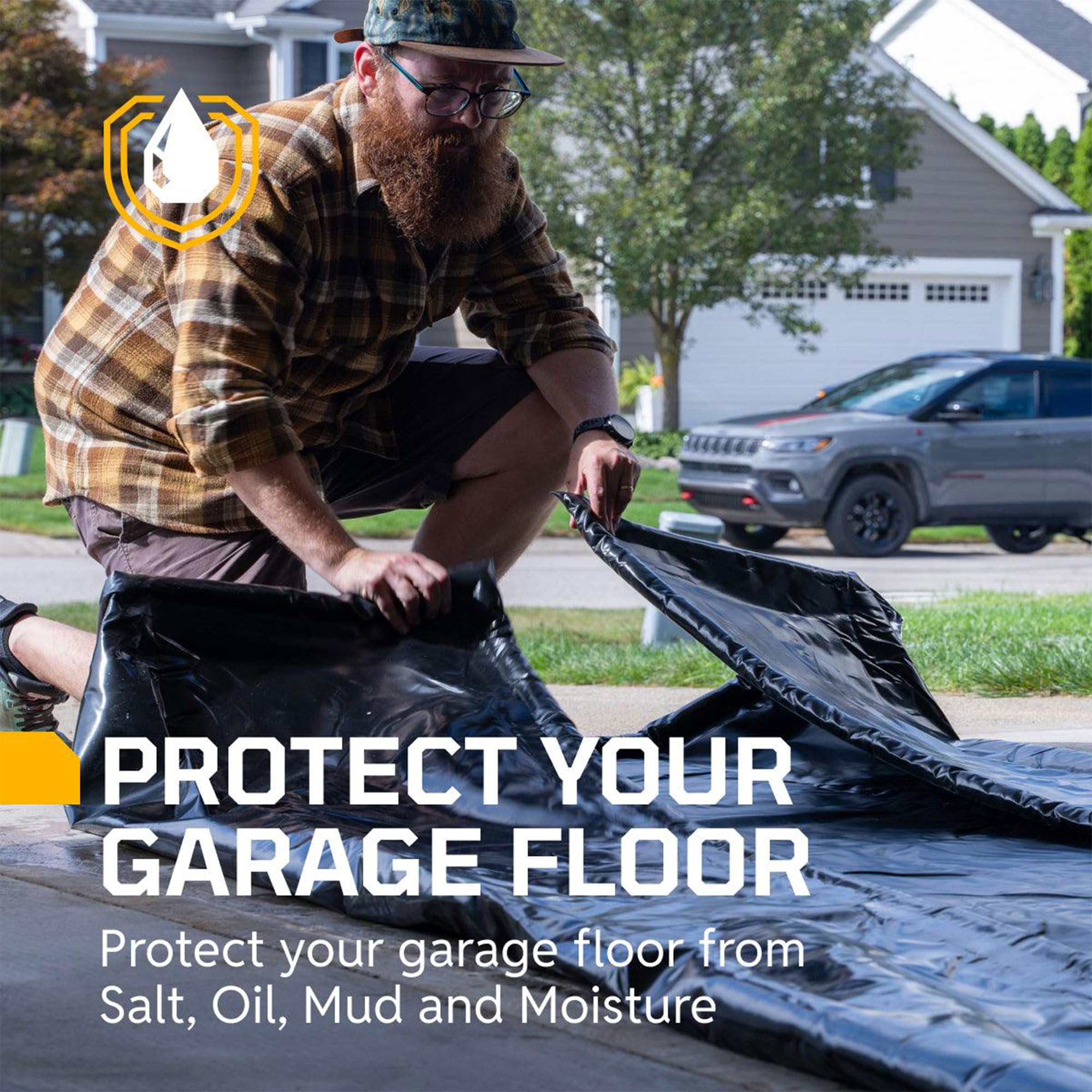 Heavy-Duty AutoFloorGuard Garage Containment Floor Mat for Compact Vehicles, 7’9″ x 16′