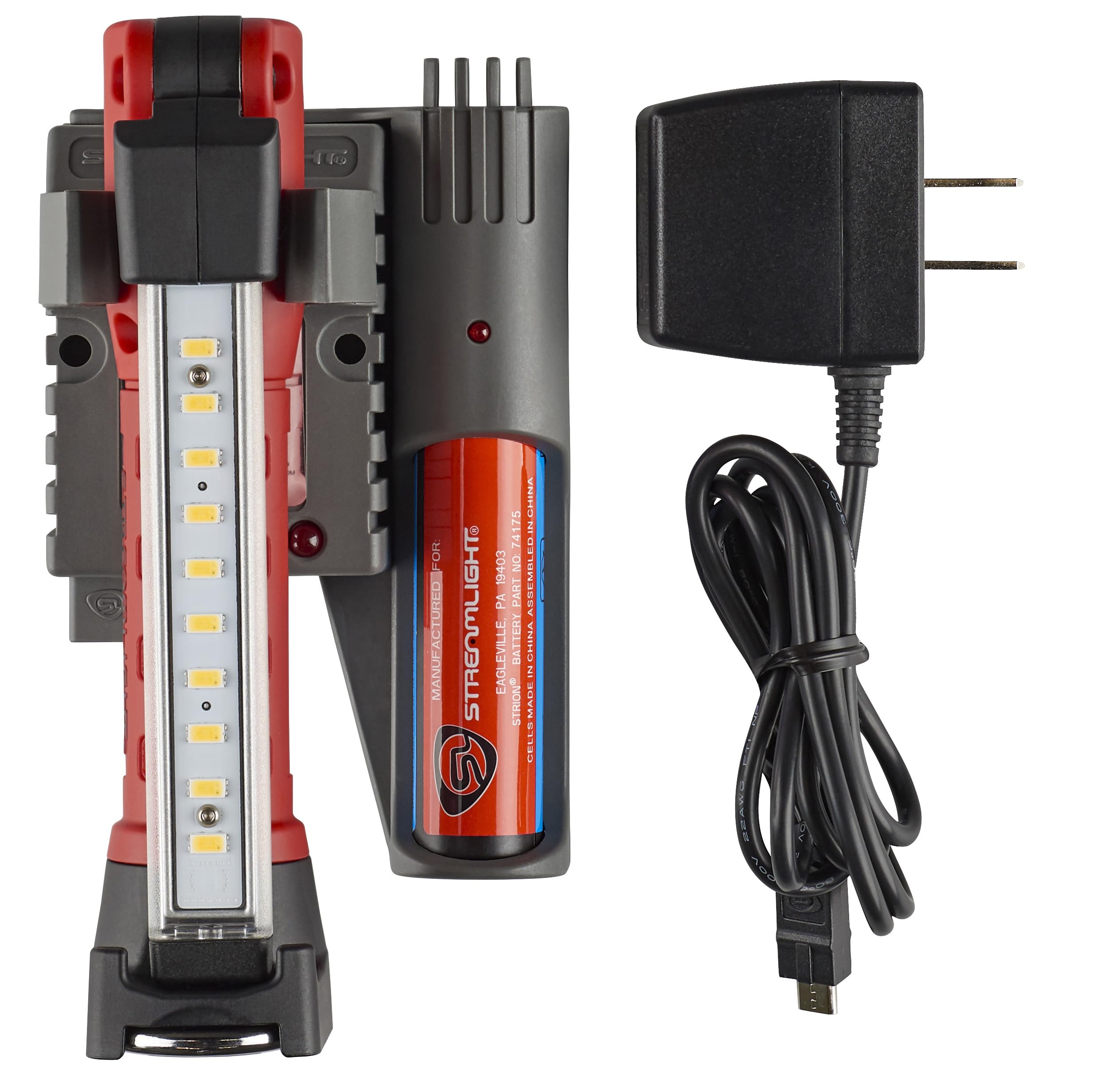 Streamlight Strion 74854 Switchblade 500-Lumen Rechargeable Compact Multi-Function LED Work Light with Color-Rite Technology and AC Piggyback Charger, Red