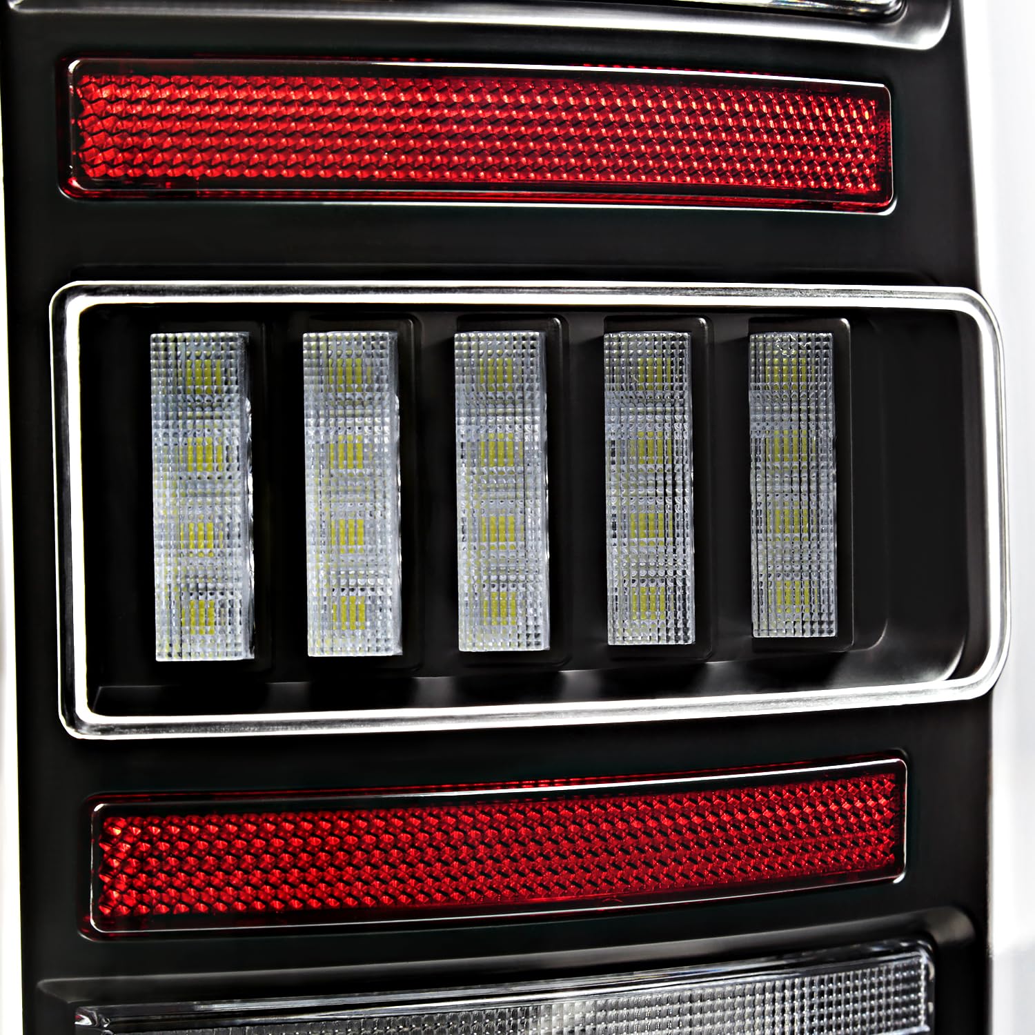 Black Tail Lights w/White LED SPEC-D TUNING Compatible with 2007-2008 Dodge Ram 1500/2500 / 3500, Left + Right Pair Assembly
