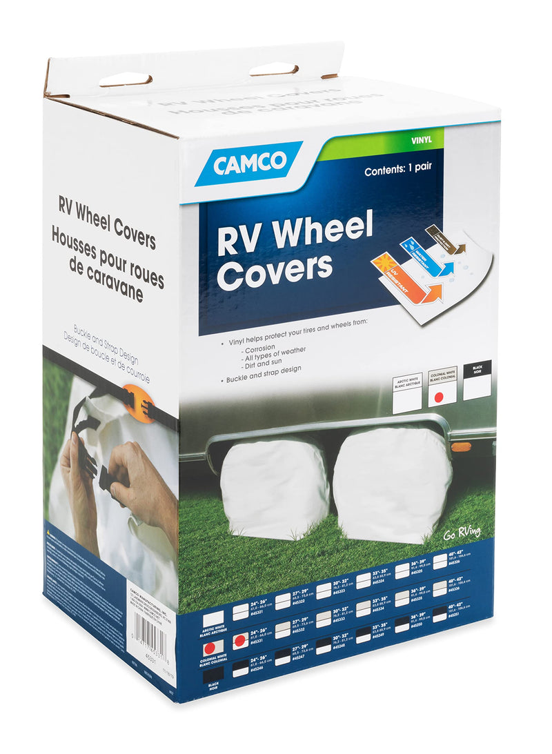 Vinyl Wheel & Tire Protector Camco 45331, 2 Pack (24 inches - 26 inches, Off-White)