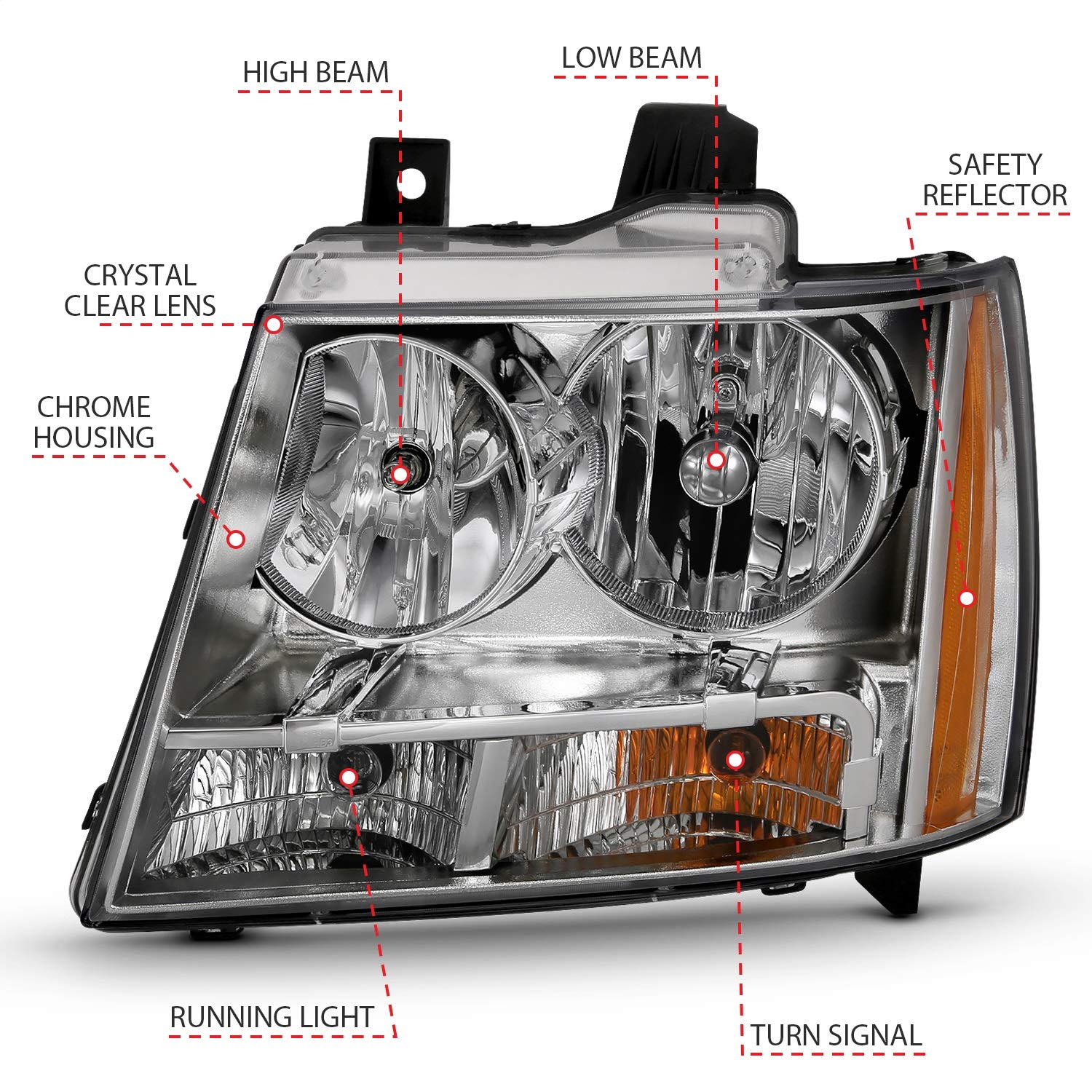 111475 ANZO USA Crystal Headlights fits Chevrolet Tahoe Clear