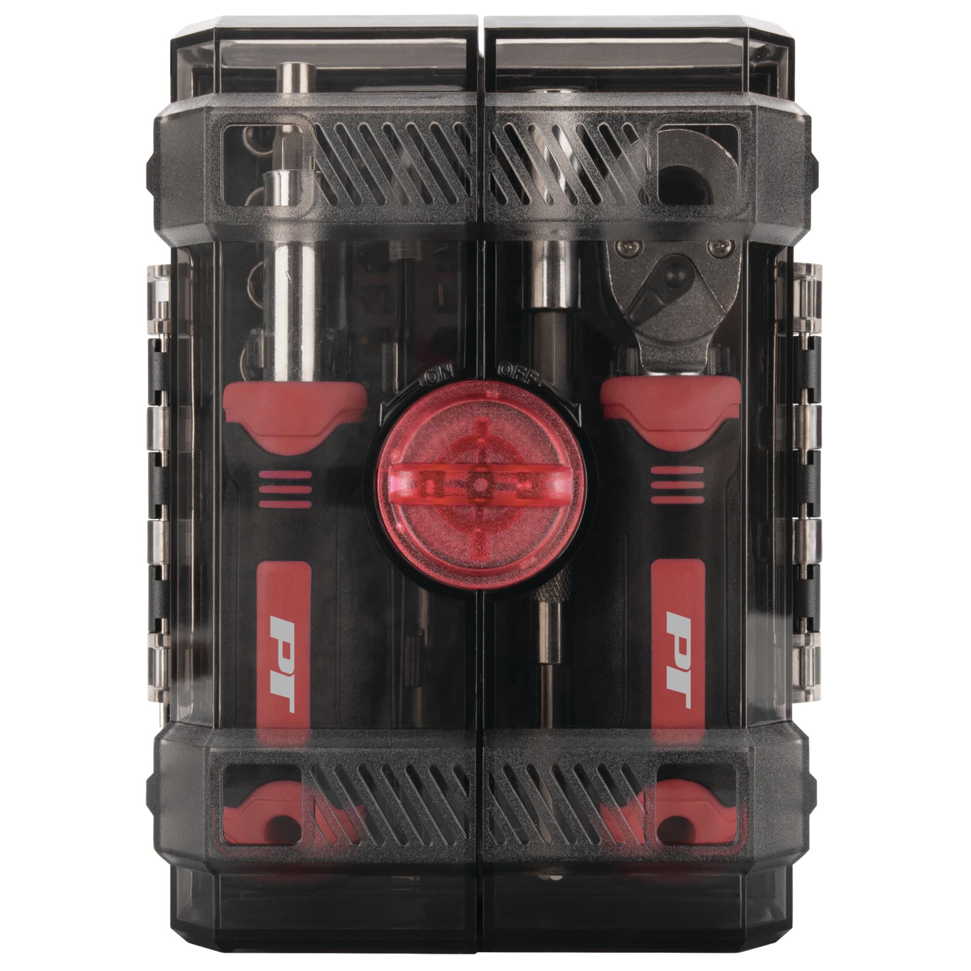 W1745 Performance Tool 78 Pc. Ratcheting Driver Tool Set, 1/4 in. Drive Ratchet, Bit Driver, Extensions, Bit Holders, Bits and Sockets, Storage Case, Red