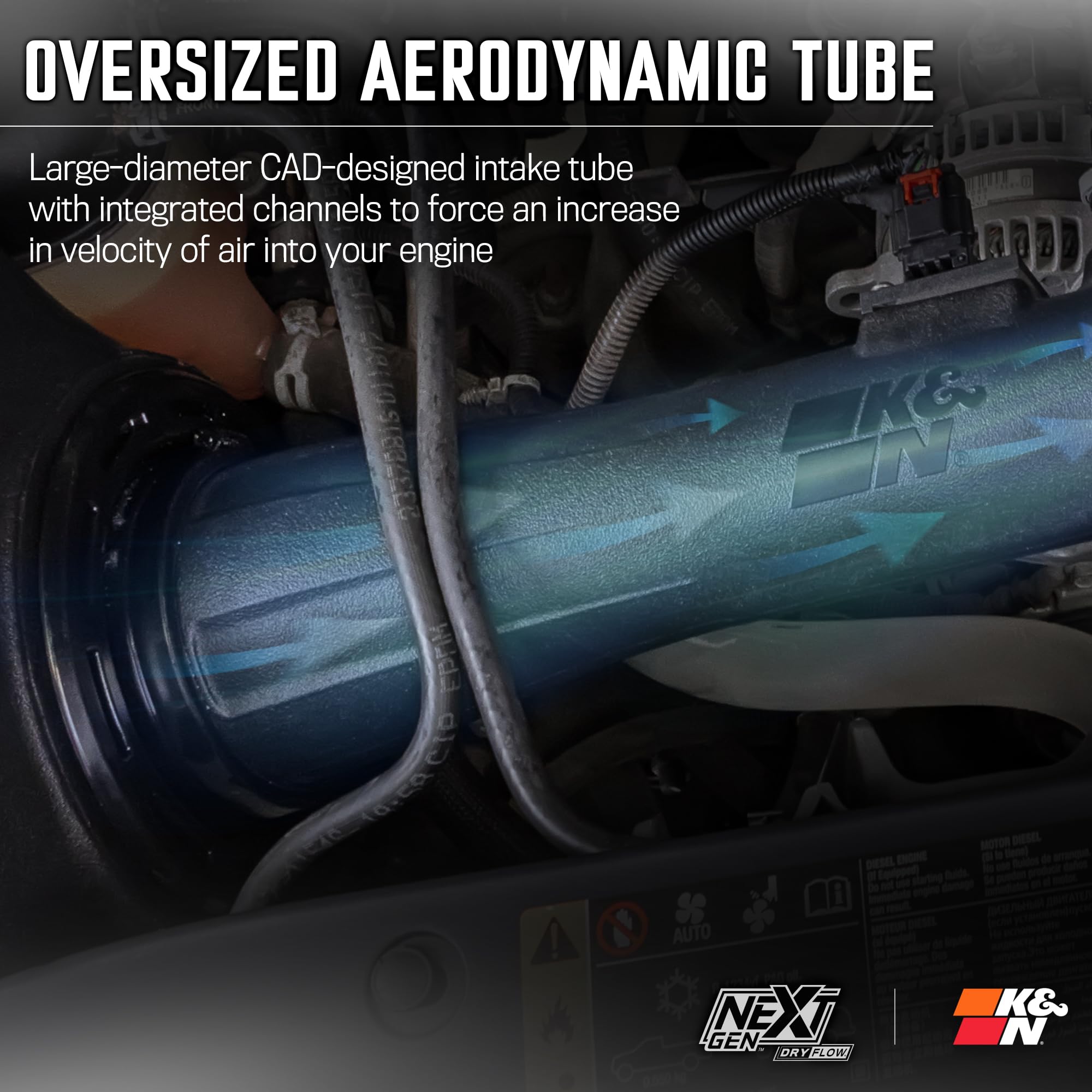 NextGen K&N Cold Air Intake System: Dry-Flow Cotton Filter: Compatible with 2014-2020 CADILLAC/CHEVRLOET/GMC Escalade; Silverado 1500; Suburban; Tahoe; Sierra 1500; Yukon; Yukon XL; 50-3082D