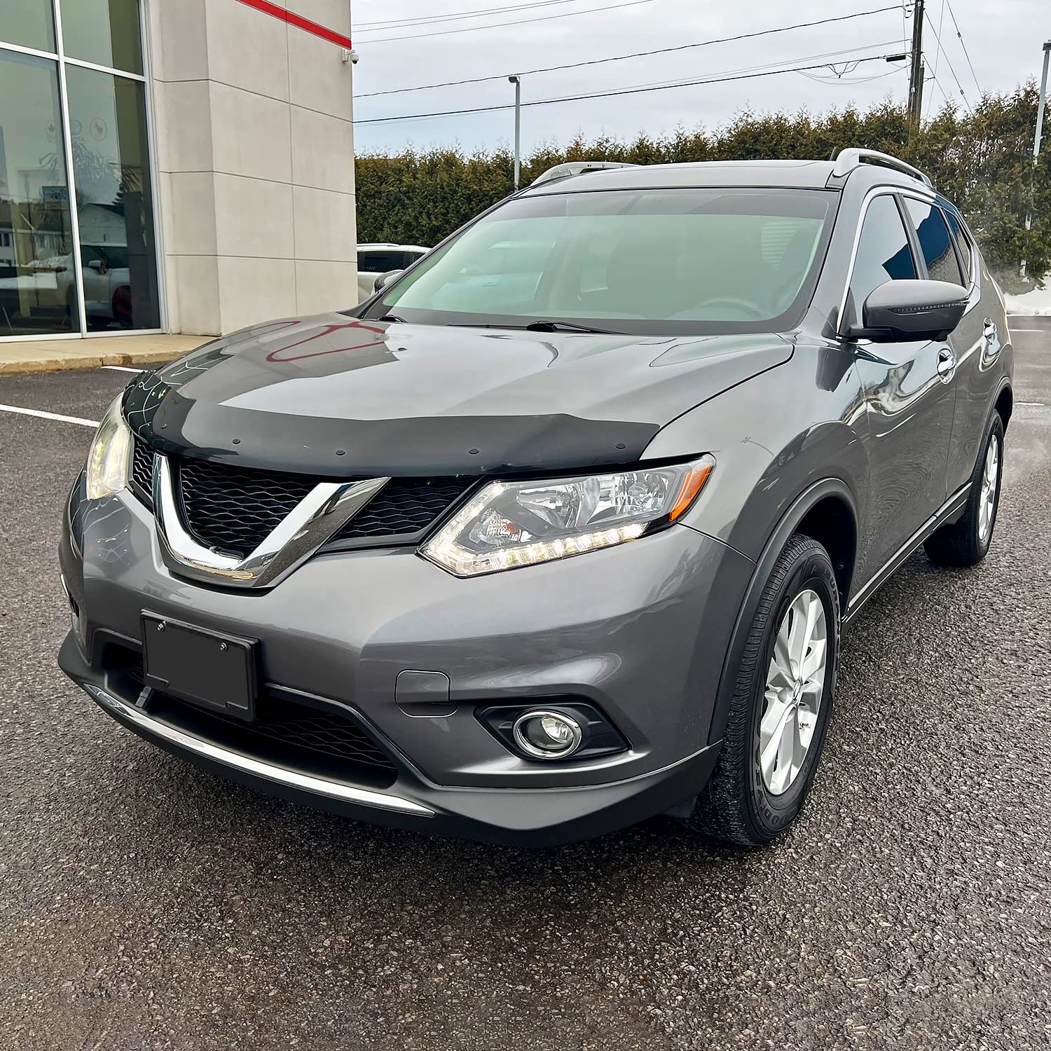 Black Headlights w/LED Strip SPEC-D TUNING Compatible with 2014-2016 Nissan Rogue, Left + Right Pair Headlamps Assembly