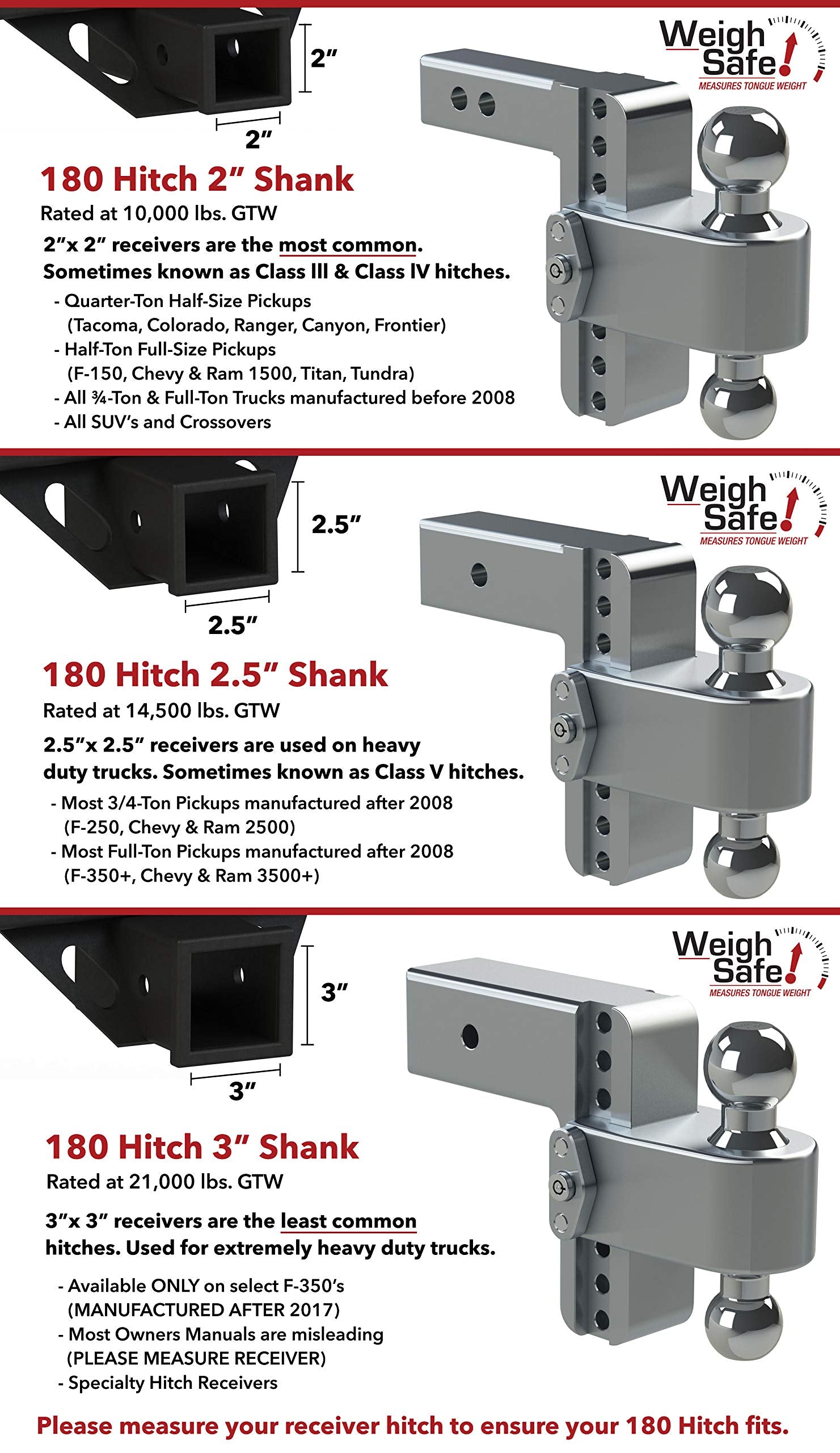 Drop Hitch Receiver Weigh Safe LTB4-2 -KA-CER-BLA: 2 Inches Adjustable