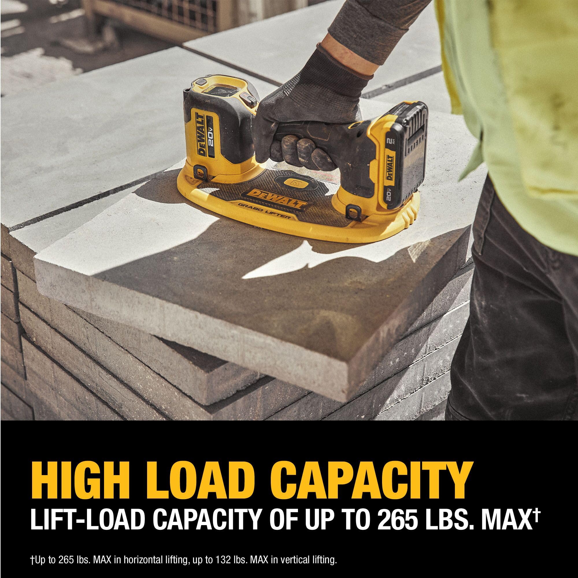 GRABO DEWALT 20V MAX Cordless Suction Lifter Kit with Battery and Charger Included, Lift-load Capacity of Up to 265 lbs. (DCE592D1)
