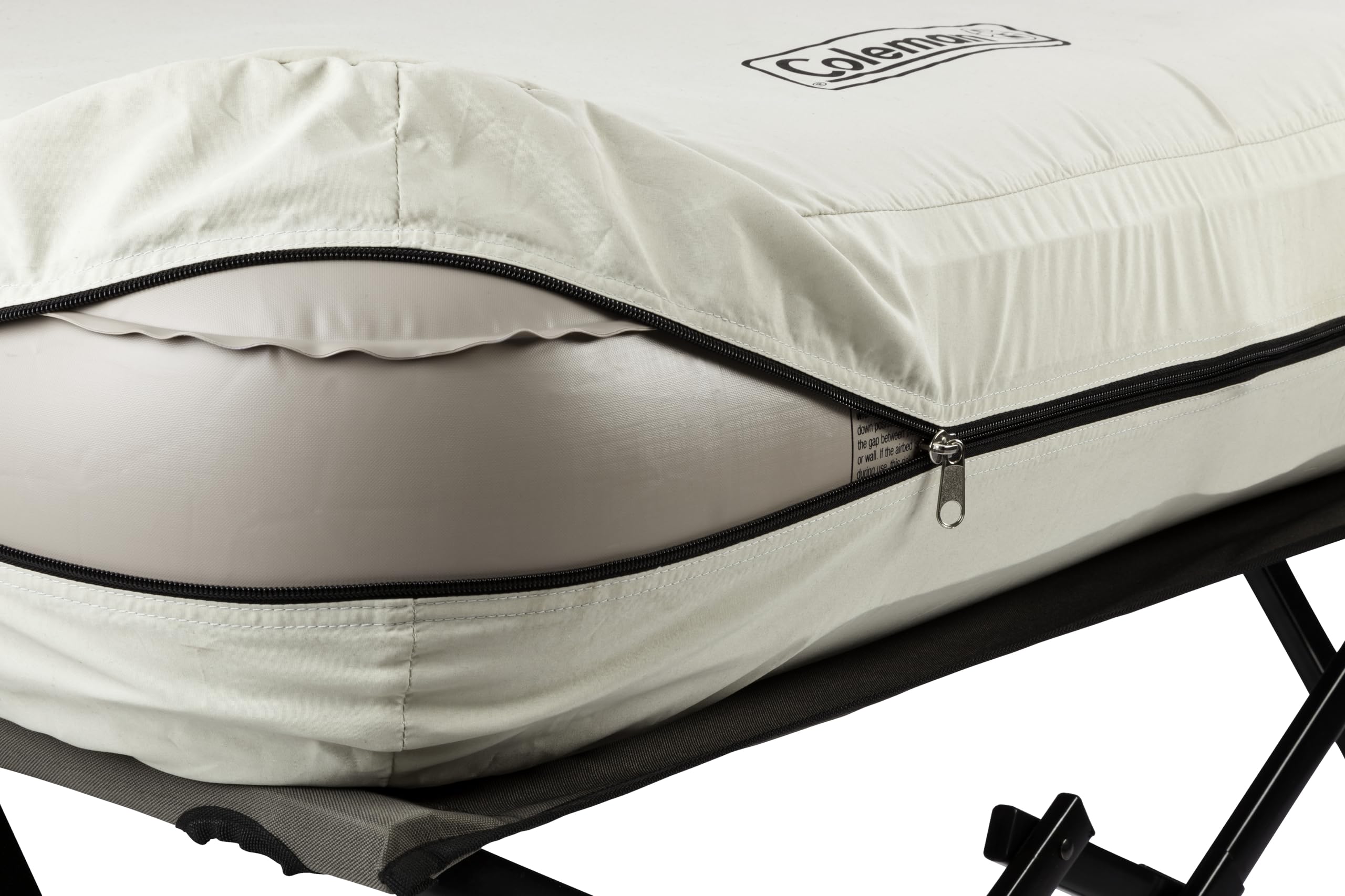 Coleman Airbed Queen-Size Cot Combination, Folding Mattress with Steel Frame & Side Table, Battery Pump Included, Great for Camping, Lounging, Elevated Sleeping, Guests, & More