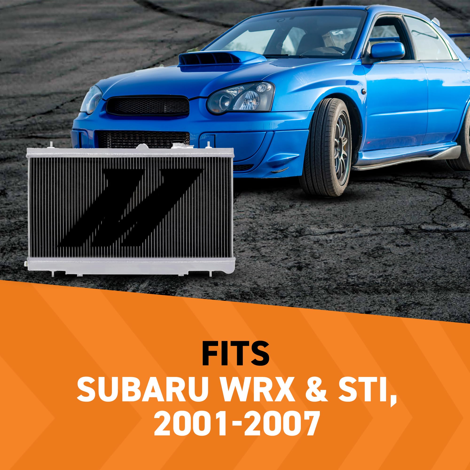 Mishimoto Performance Aluminum Radiator MMRAD-WRX-01, Compatible with Subaru WRX & STI, 2001-2007, Silver