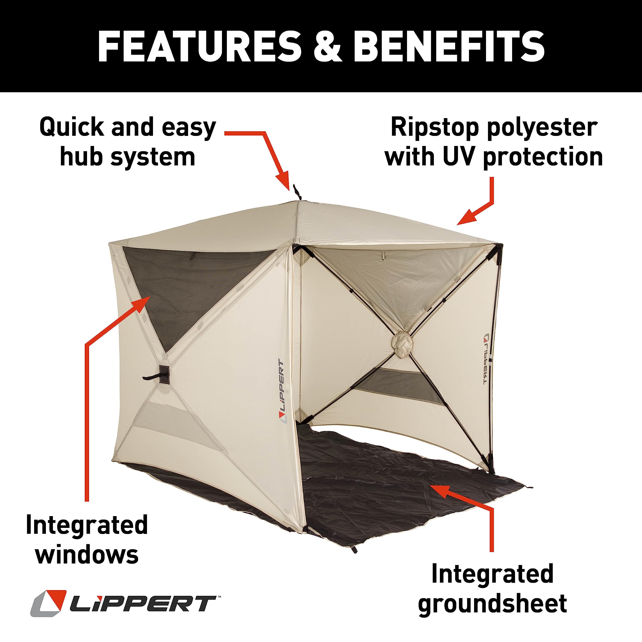 Picnic Lippert Popup Sun Shelter for Camping, Beach Trips and Outdoor Concerts - Cabin