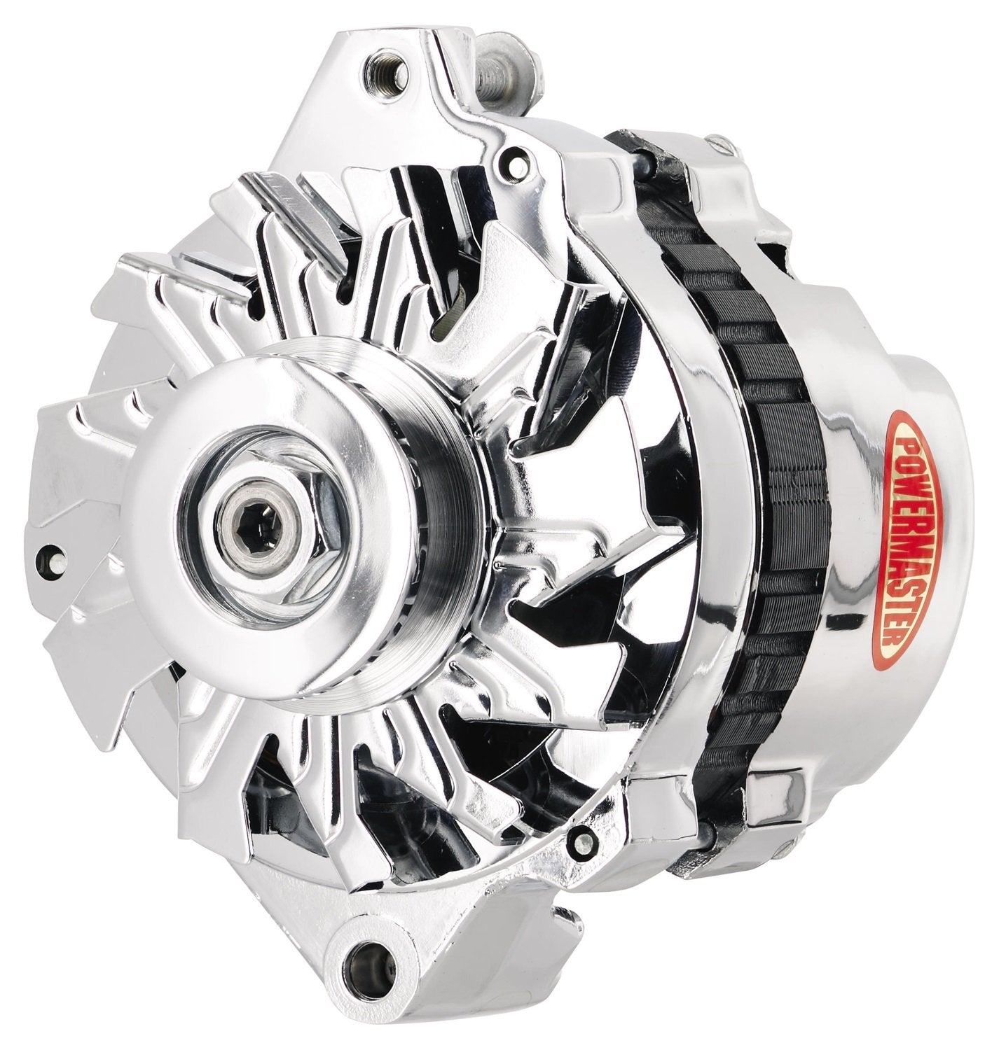 Alt GM CS130 Chrome 105A Powermaster 1V Pulley Str MTG 6.14" Side BAT Post 1-Wire or OE Hookup