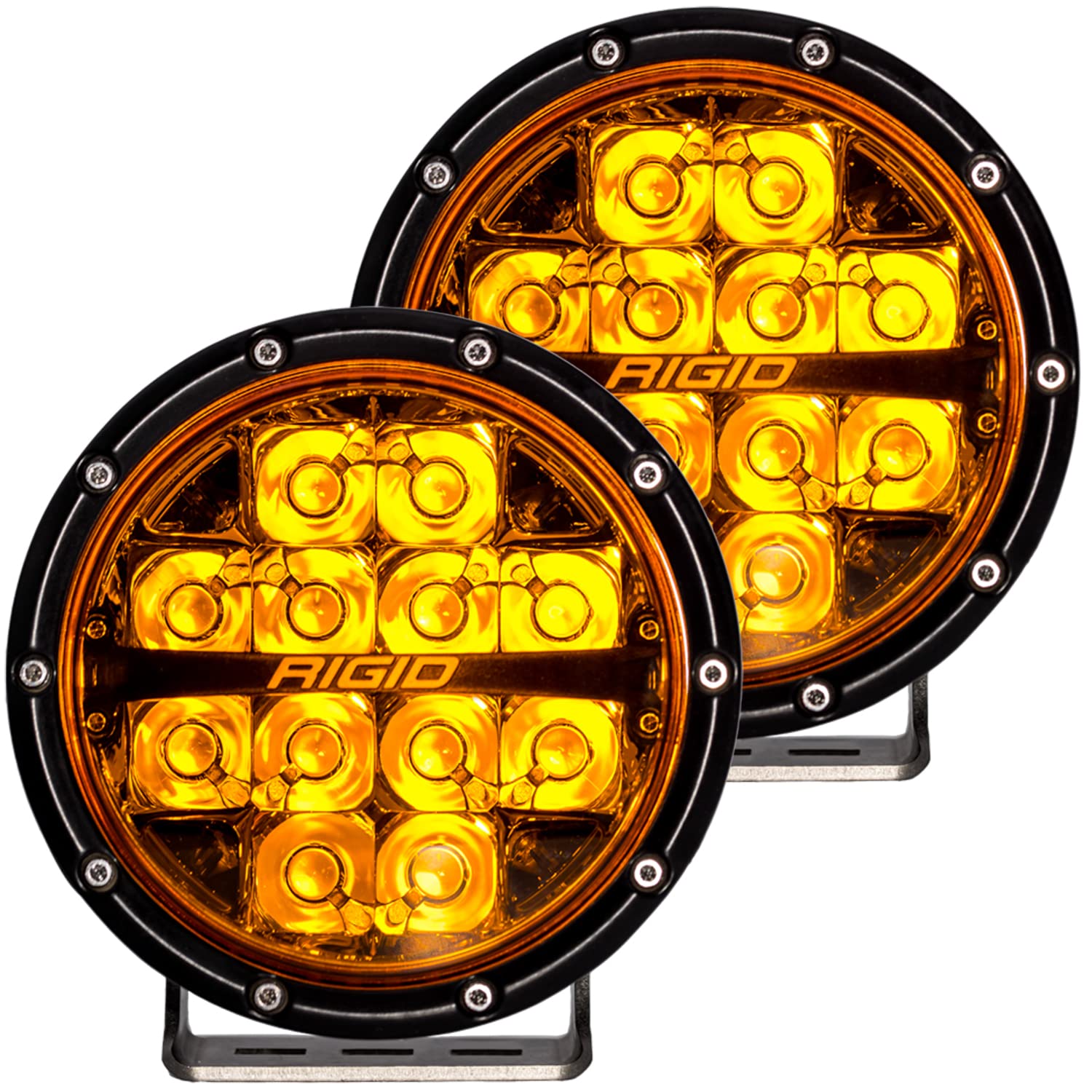 36210-360-Series RIGID Industries 6 Inch Spot Optic with Amber PRO Lens and Back Lighting | Pair