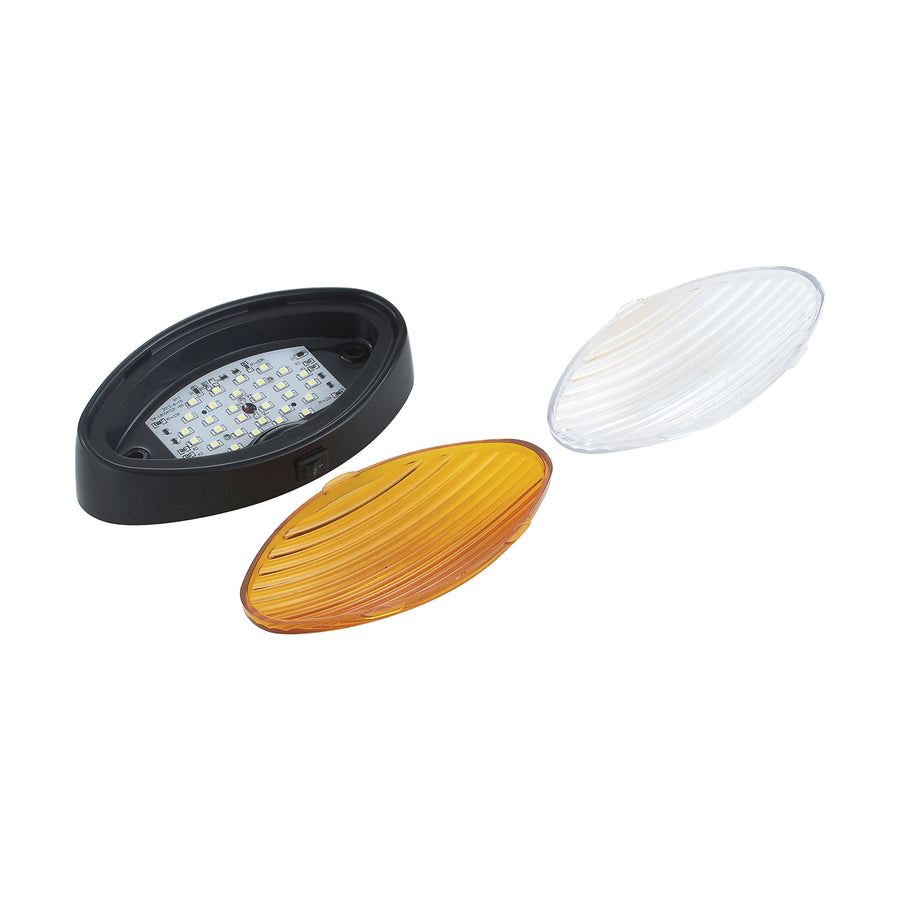 LongLife Green Long Life Green LED RV Porch Lights (Black, Oval with on/Off Switch)