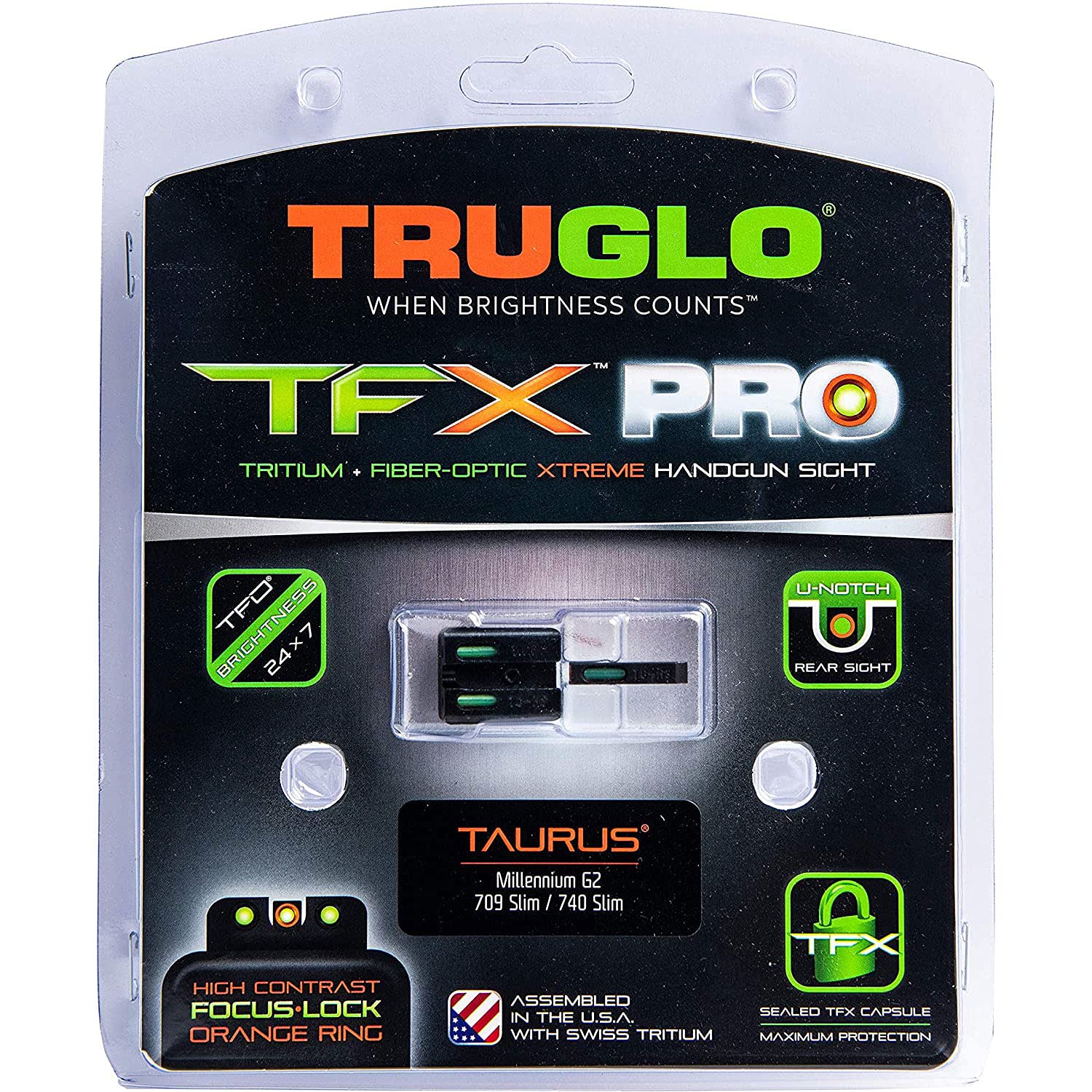 TruGlo Glock Sight, Pro TFK Fiber Optic Taurus