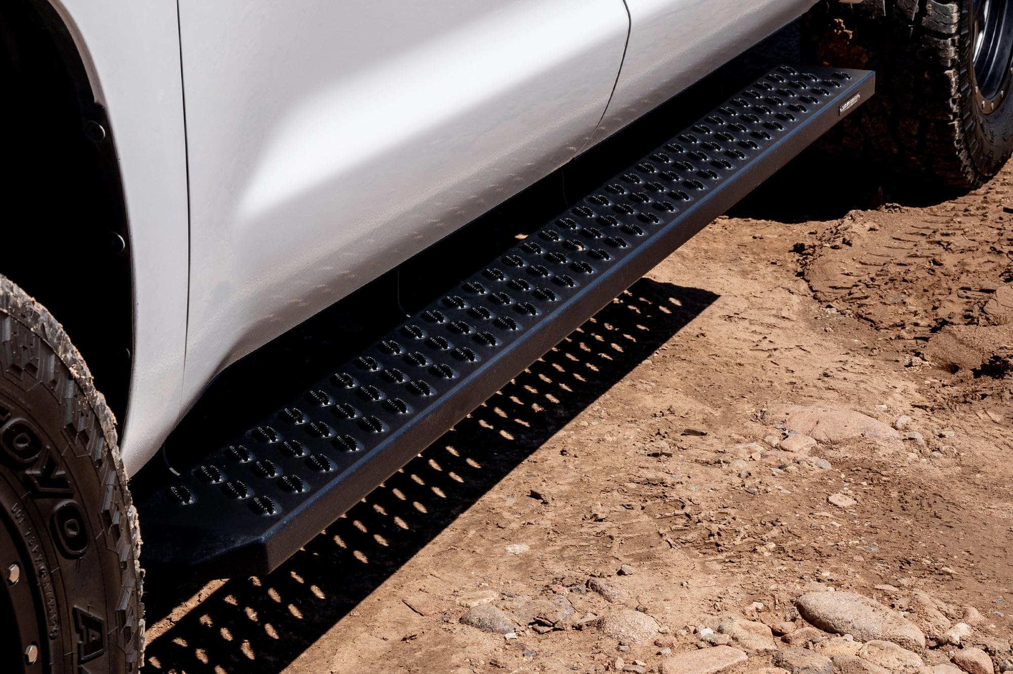 Running Boards Raptor Series Steps 6.5in Wide Sawtooth Grip Black Aluminum Compatible with 07-21 Tundra CrewMax Cab