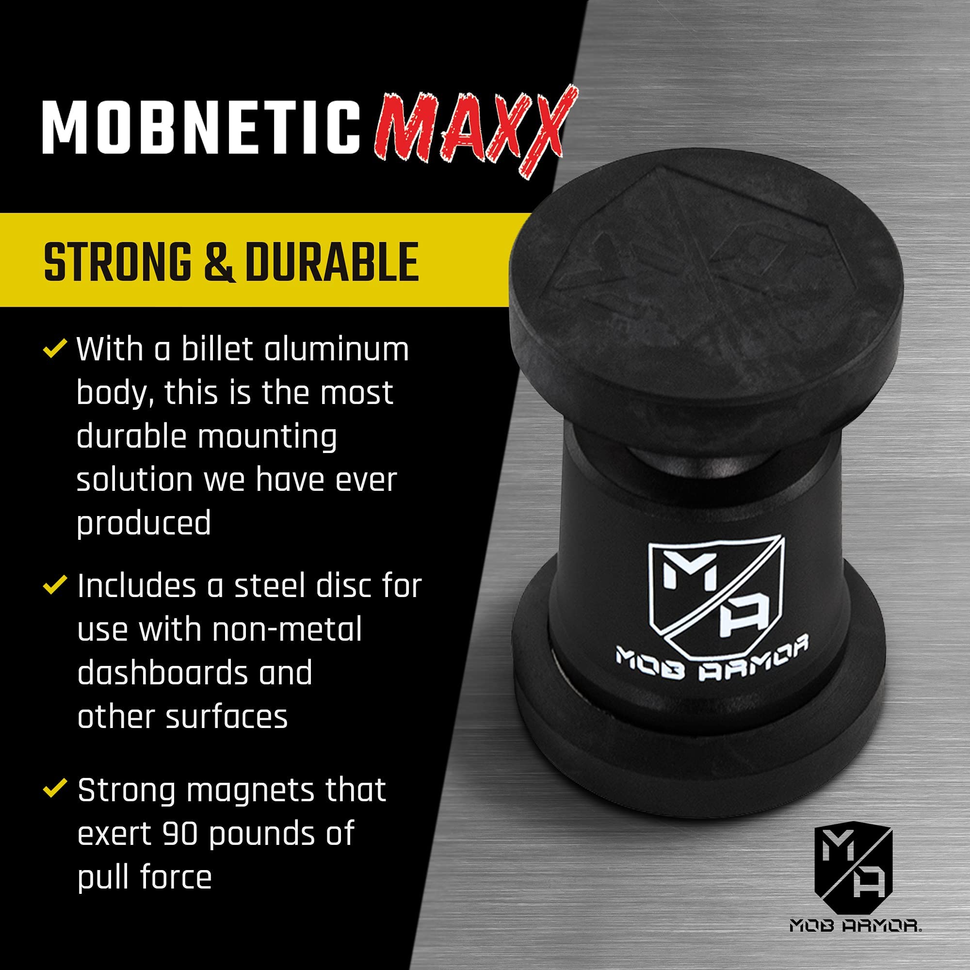 Mob Armor Maxx MobNetic - USA Assembled Magnetic Phone Holder for Car, Magnetic Car Phone Mount, 90-Degree Tilt, 360-Degree Rotation, Aluminum Metal, Compatible with iPhone & Android - Red