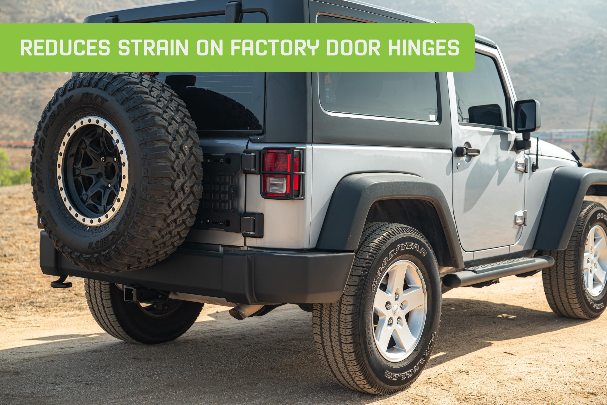 DV8 Offroad Molle Panel Tailgate Reinforcement for 2007-2018 Jeep Wrangler JK | Reduces Strain on OEM Door Hinges | Provides Extra Mounting Space for Gear | Offers Reassurance When Running 35" Tires