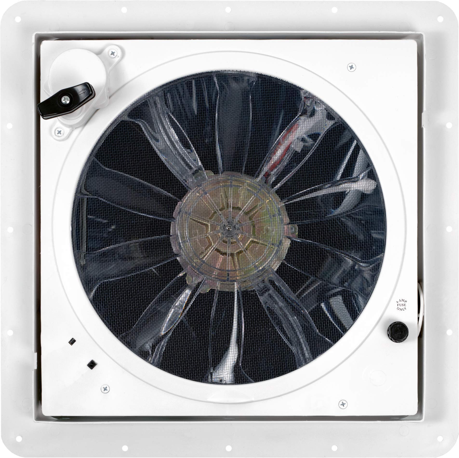 RV Roof Vent Fan Fan-Tastic Vent with Thermostat, Automatic or Manual Variable Speed 12 Volt, Model 7350 (White)