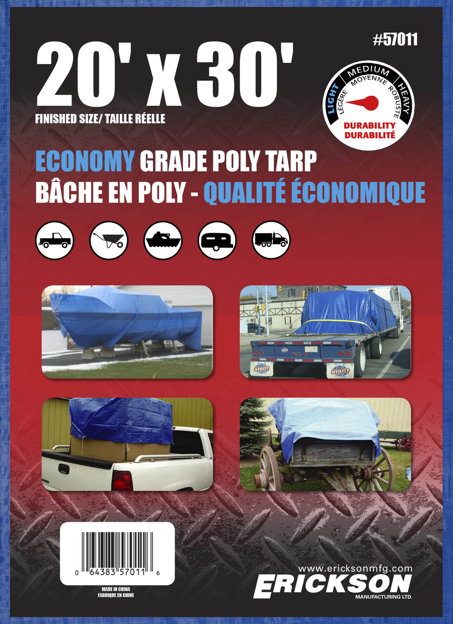 Blue Economy Poly Tarp, Erickson 57011, 20' x 30'