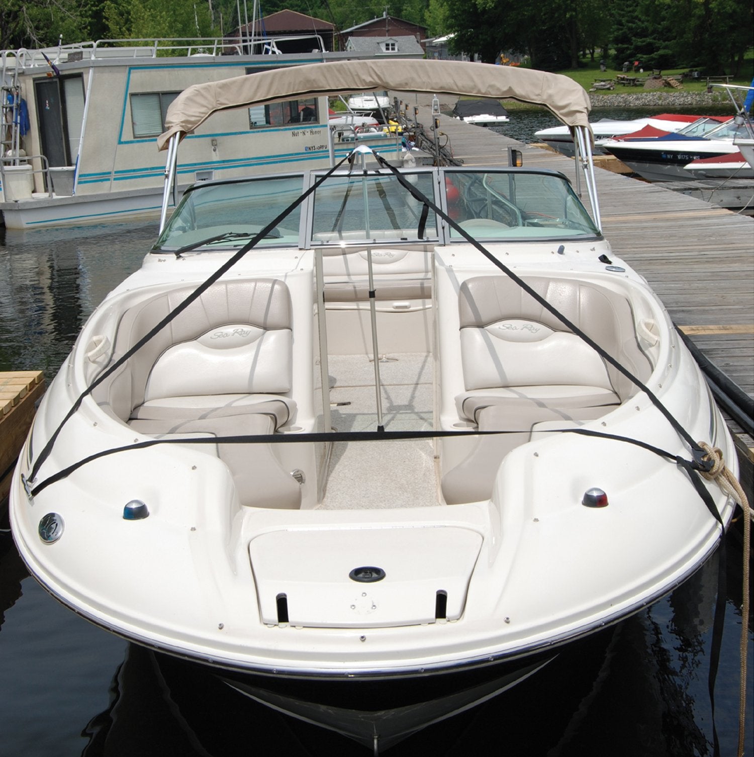 Taylor Made Boat Support Cover System with Adjustable 24"-48" Pole, 50' of 1" Polypropylene Webbing Strap for Boats up to 23' Long, Prevents Water Pooling and Pocketing - 55741