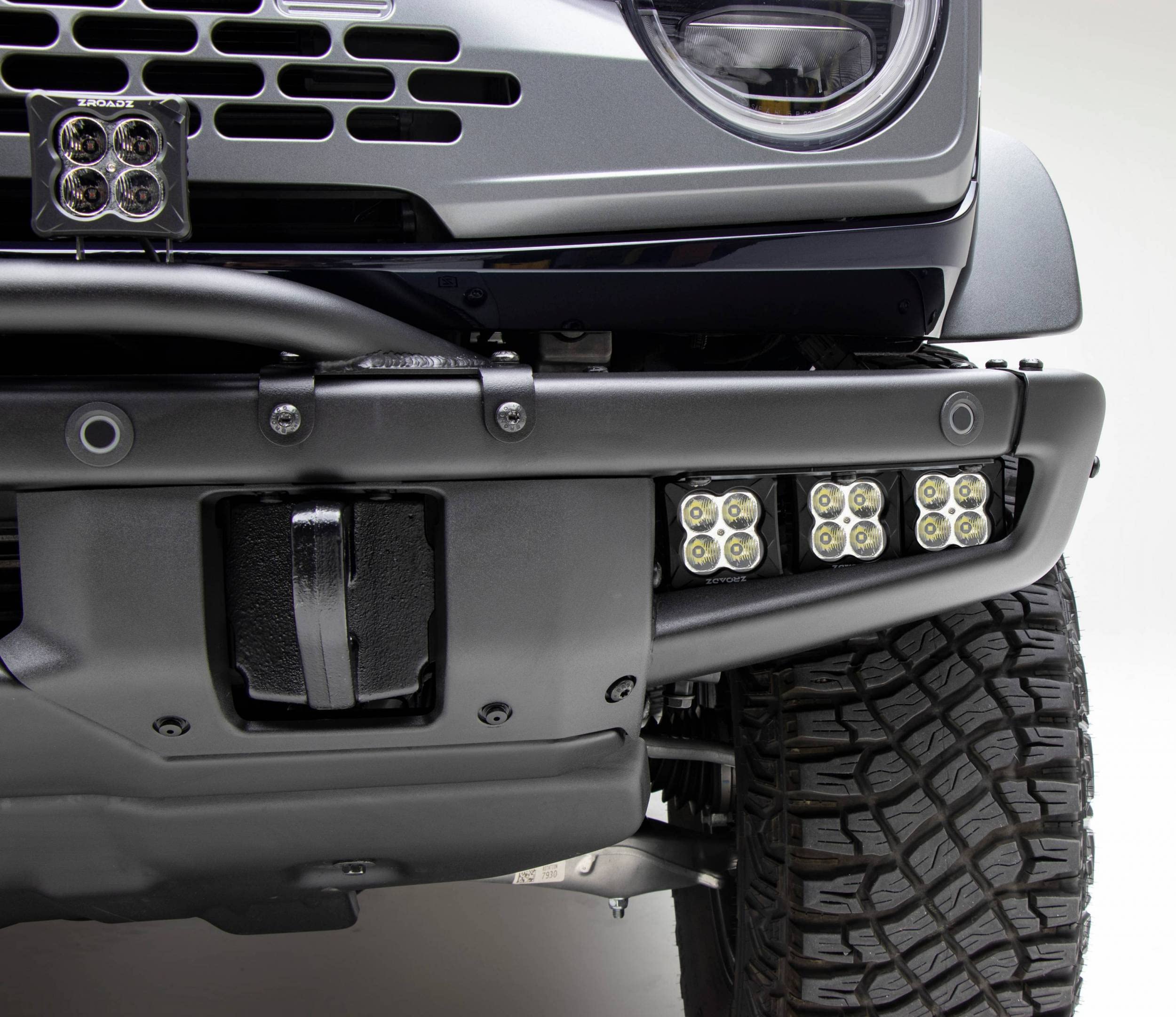 Fog LED KIT ZROADZ Front Bumper for a 2021-2022 Ford Bronco, Includes (6) 3 inch White LED Pod Lights - Part # Z325401-KIT