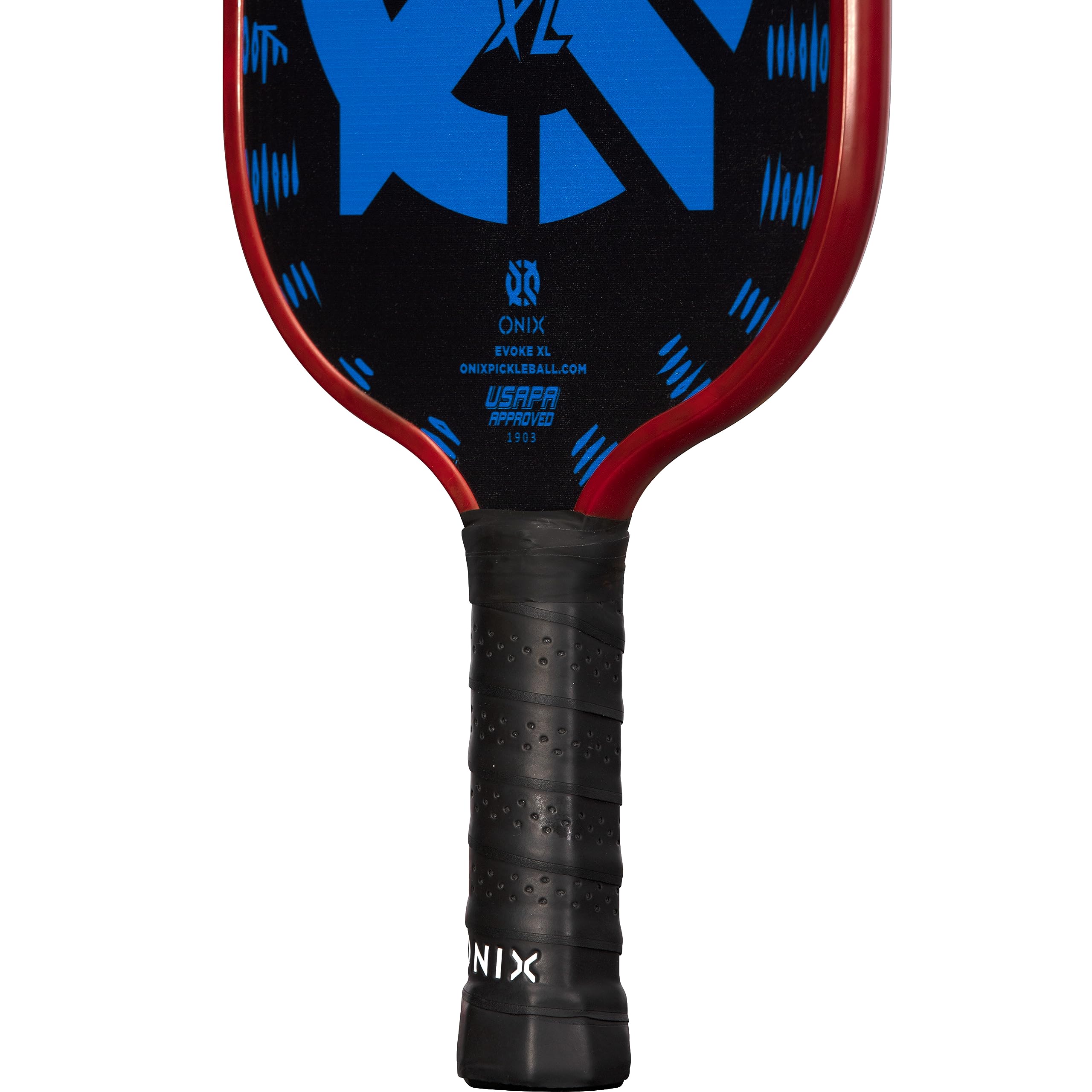 Evoke XL Onix Graphite Pickleball Paddle Features Polypropylene Core, Graphite Face, and Oversized Shape, Blue