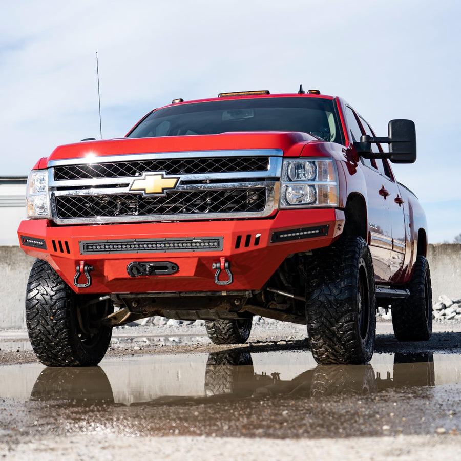 3.5" Lift Kit Rough Country w/M1 Shocks for Chevy Silverado & GMC Sierra 2500HD/3500HD (2011-2019 w/Factory Rear Overload Springs) - Red Control Arms