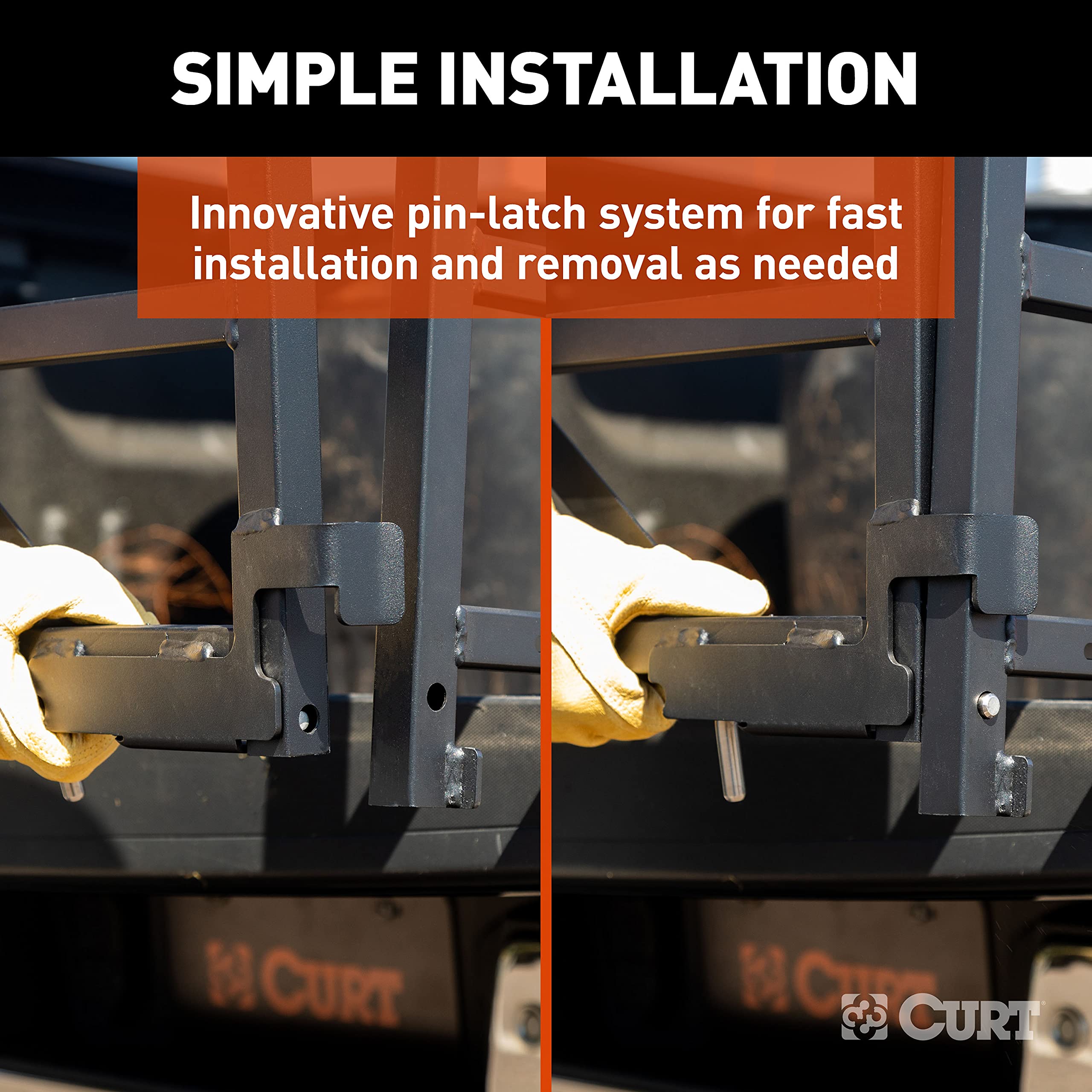 CURT Universal Truck Bed Extender 18325 with Fold-Down Tailgate, 26-1/2 x 58-3/4 x 19-3/4-Inch ID, Black Steel