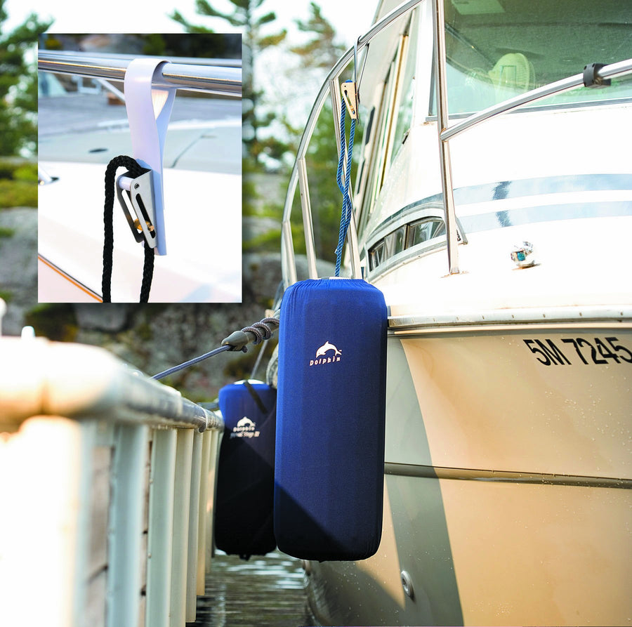 Boat Fender Line Holder Dock Edge with Adjuster, White