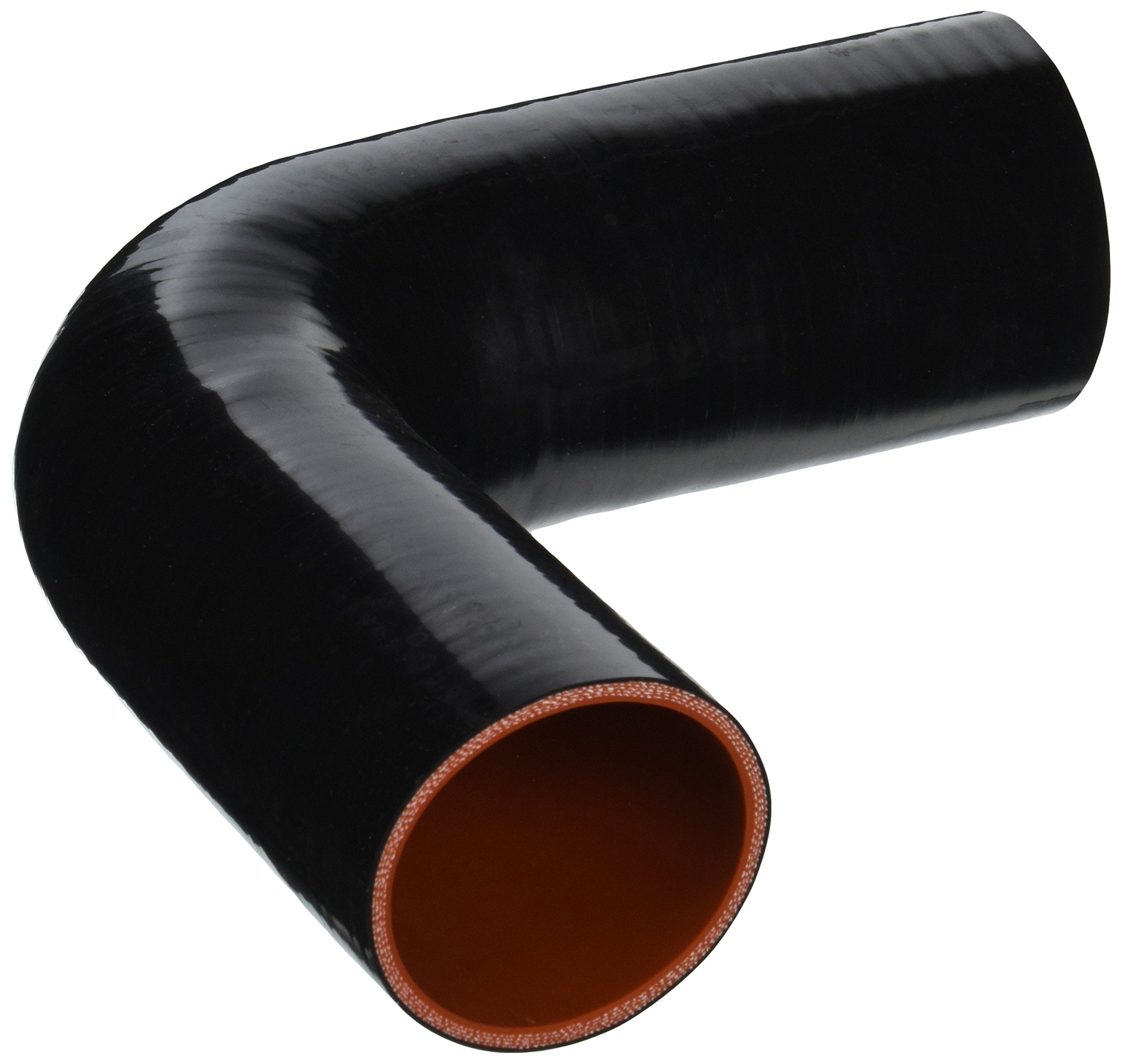 HPS Silicone HTSER90-250-300-BLK High Temperature 4-ply Reinforced 90 degree Elbow Reducer Coupler Hose, 55 PSI Maximum Pressure, 4" Leg Length on each side, 2-1/2" > 3" ID, Black