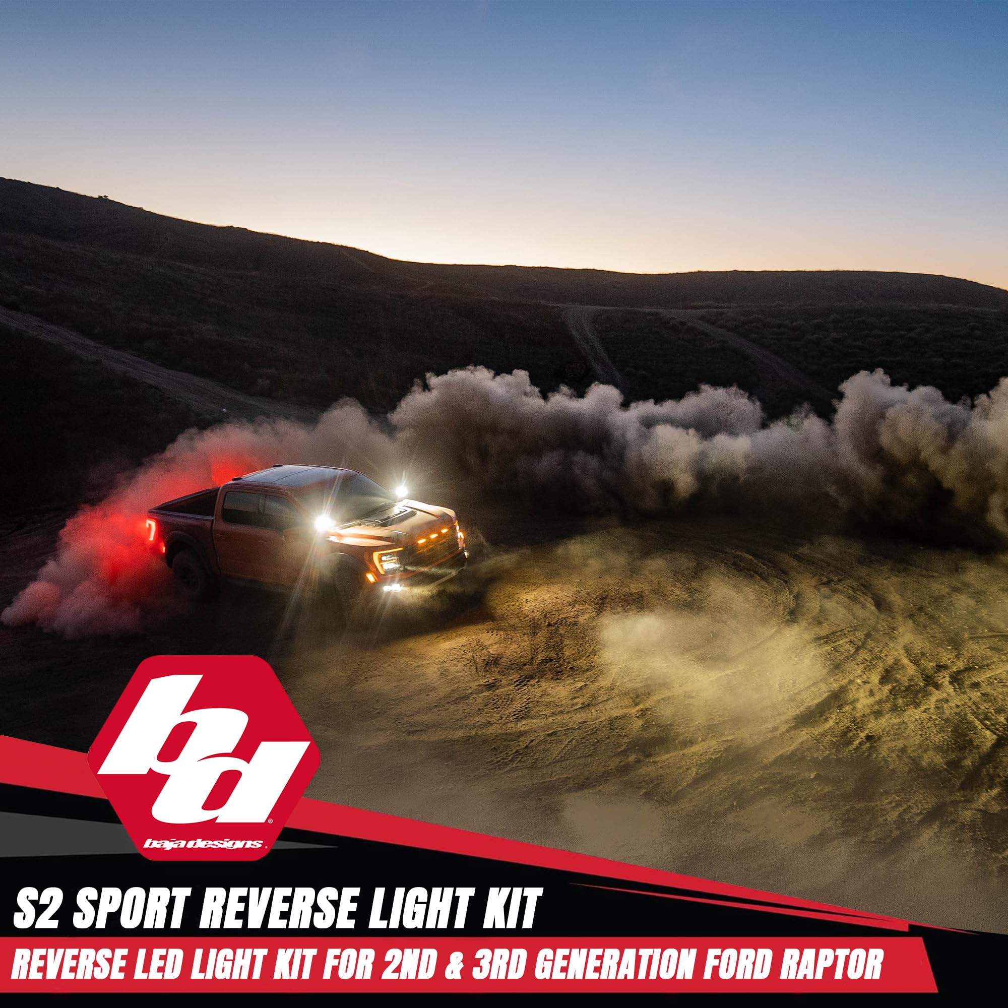 Baja Designs S2 Dual Sport LED Reverse Light Kit for Ford F-150 Raptor 2017-22 Truck (Wide Cornering; Clear)