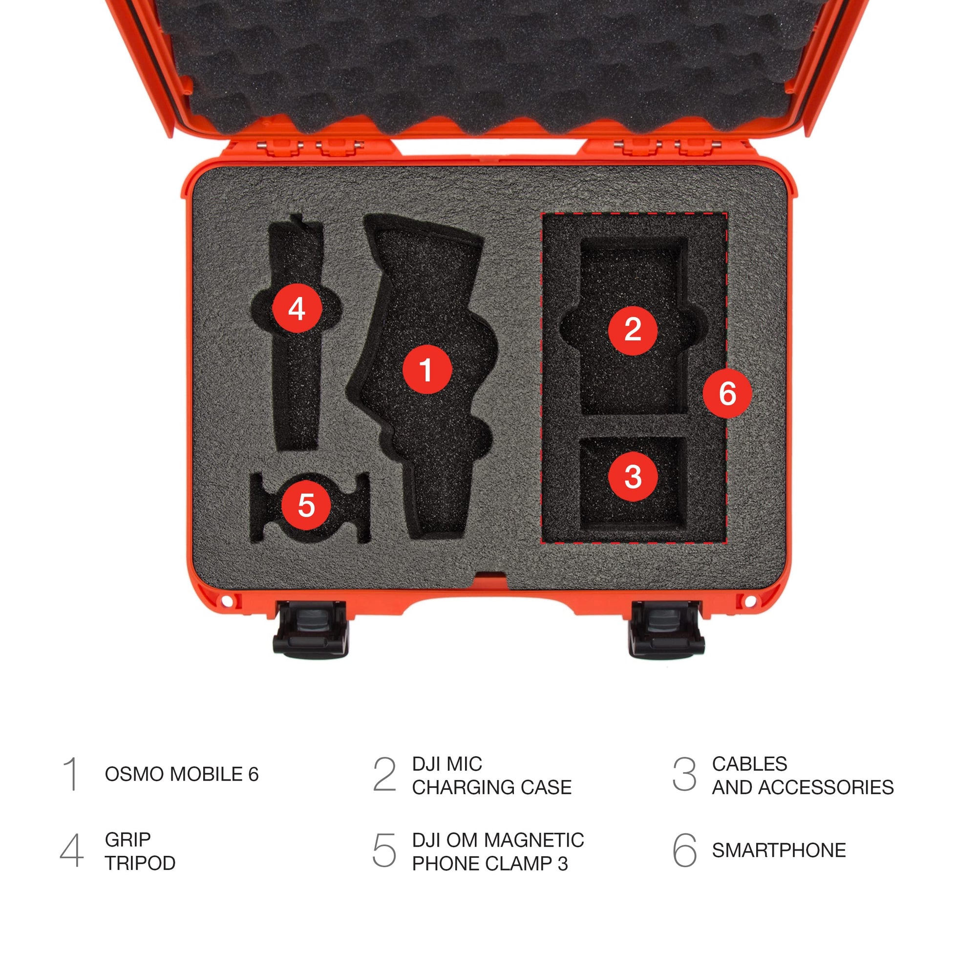 DJI OSMO Mobile 6 - Orange Nanuk Case 910 w/Foam (C0798)