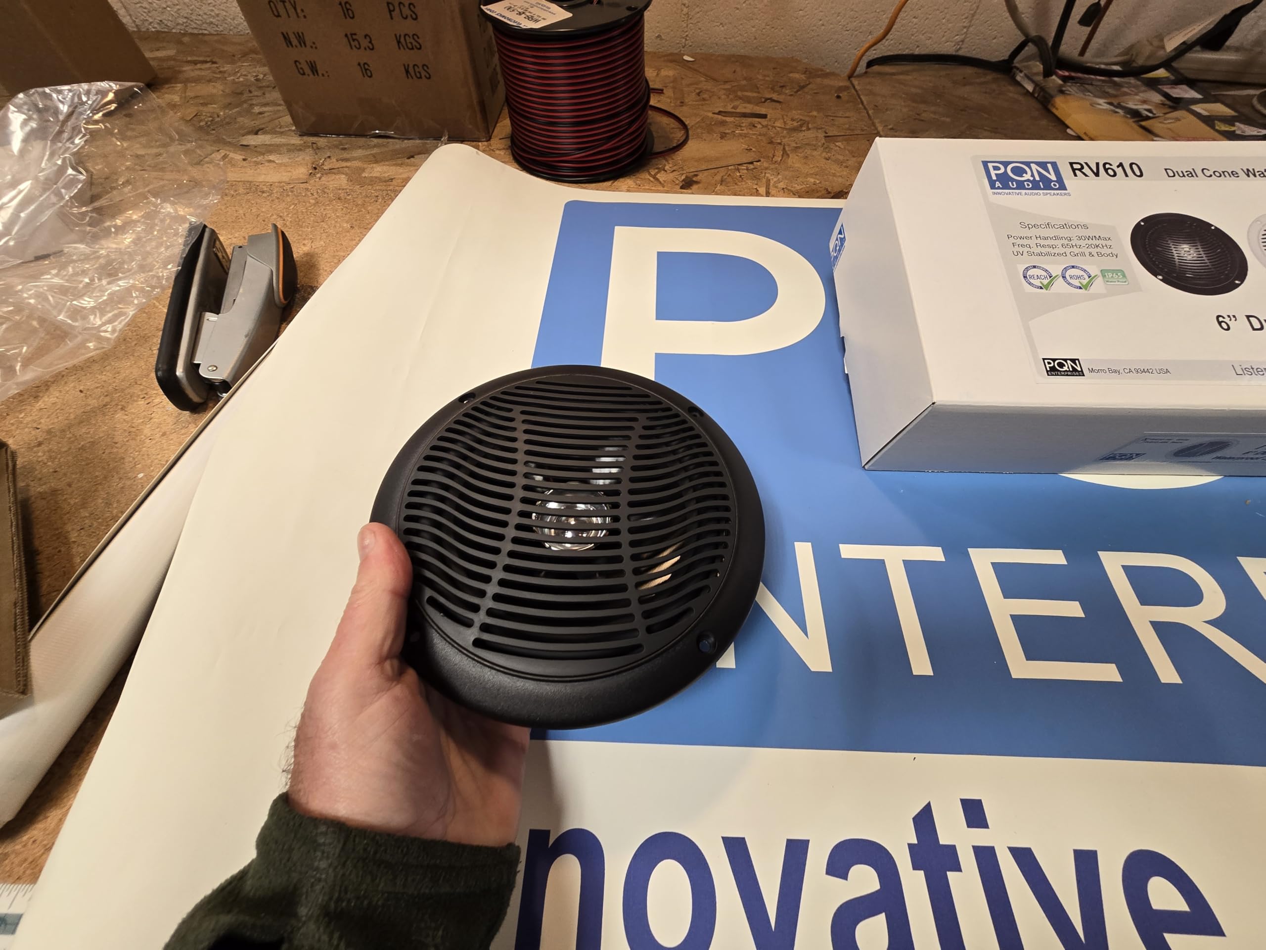 PQN Audio 5 Inch RV610-4BK Dual Cone Waterproof Marine Speakers for Boat, RV, Camper, Golf Cart - Wall, Floor, Ceiling Mount, Chemical & UV Resistant, 2 Pack, Black