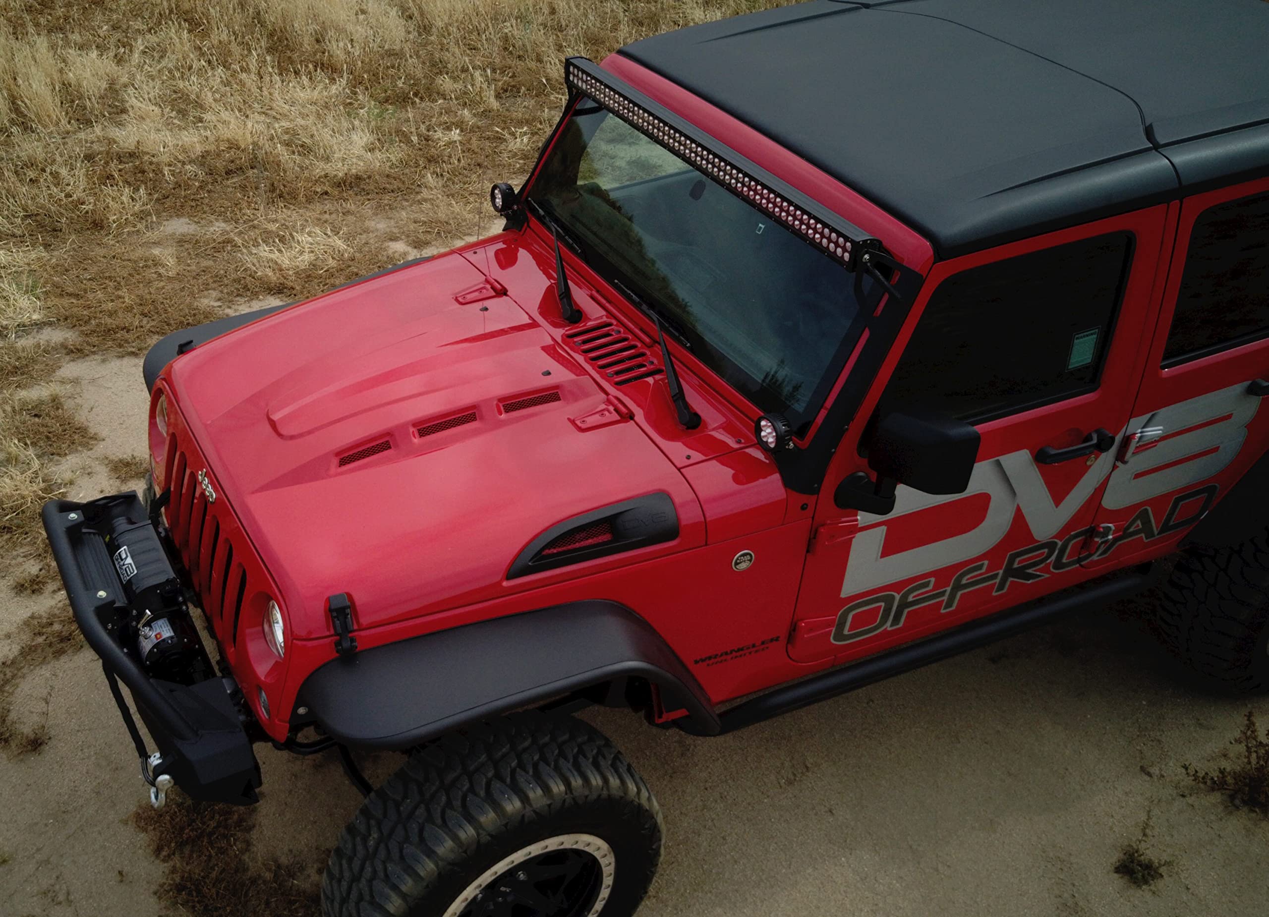 DV8 Offroad Heat Dispersion Hood fits Jeep Wrangler JK 2007-2018 | Raised and Vented Center Cowl | Dual-vented for Maximum Air Flow | Under-hood Insulation Included