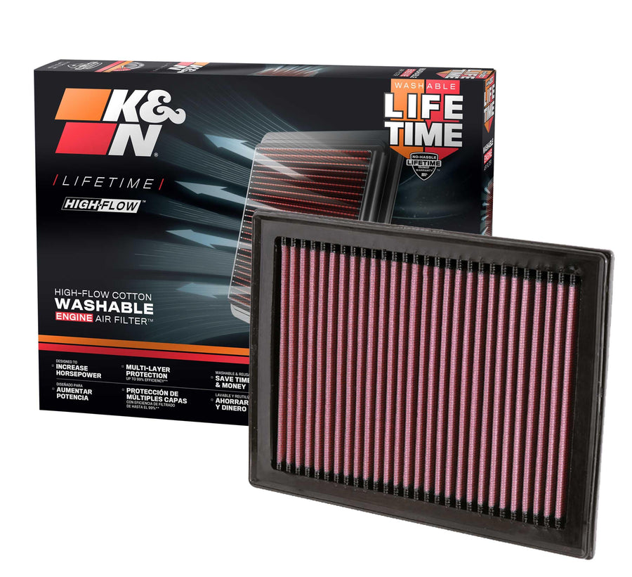K&N High-Flow Engine Air Filter Original Lifetime: Increase Power: Premium, Washable: Compatible with 2008-2022 Chervolet/Infiniti/Nissan: (See Product Description for Select Models) 33-2409
