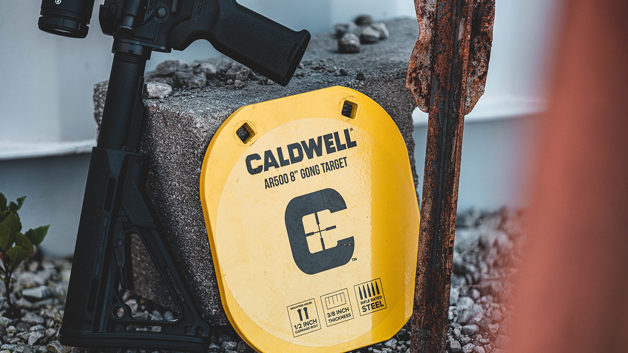 AR500 Steel Target Caldwell High Caliber 8" Gong, 3/8" Thickness, Rifle Rated for Precision Shooting and Target Practice